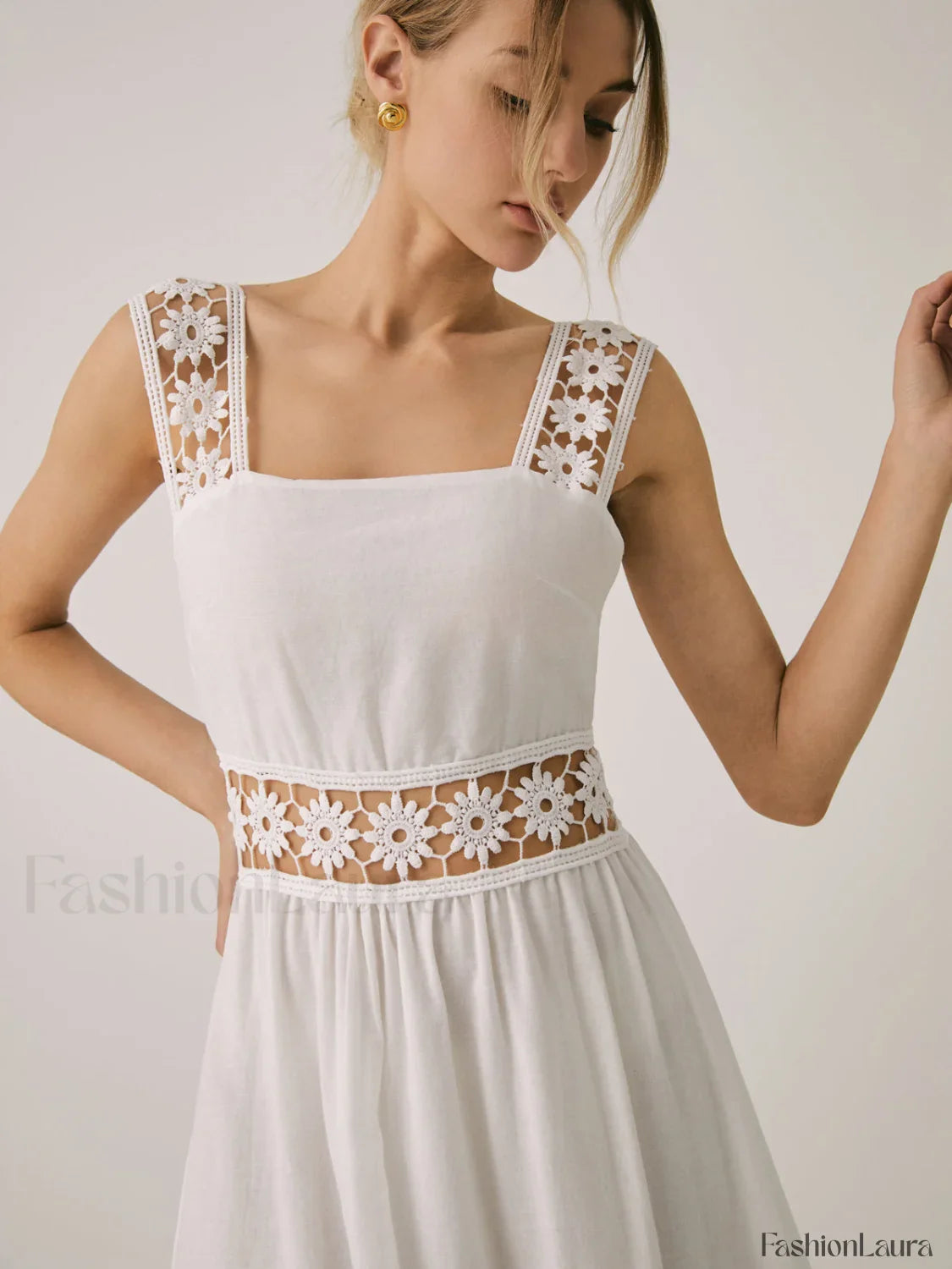 Romantic Lace Graceful Patchwork Midi Dress