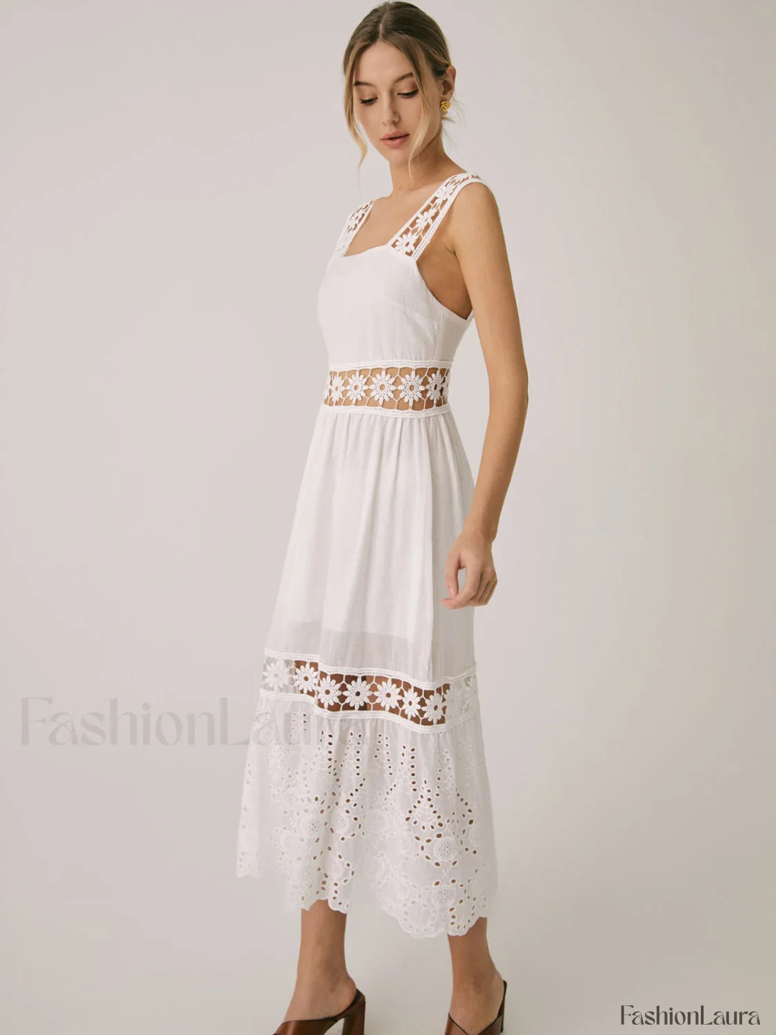 Romantic Lace Graceful Patchwork Midi Dress
