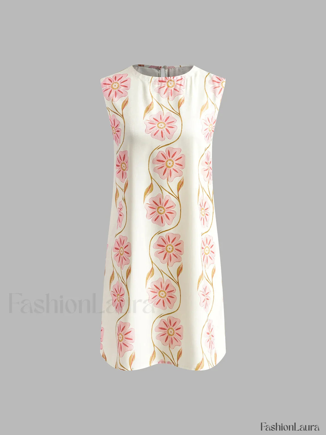 Romantic Print Sleeveless Short Dress