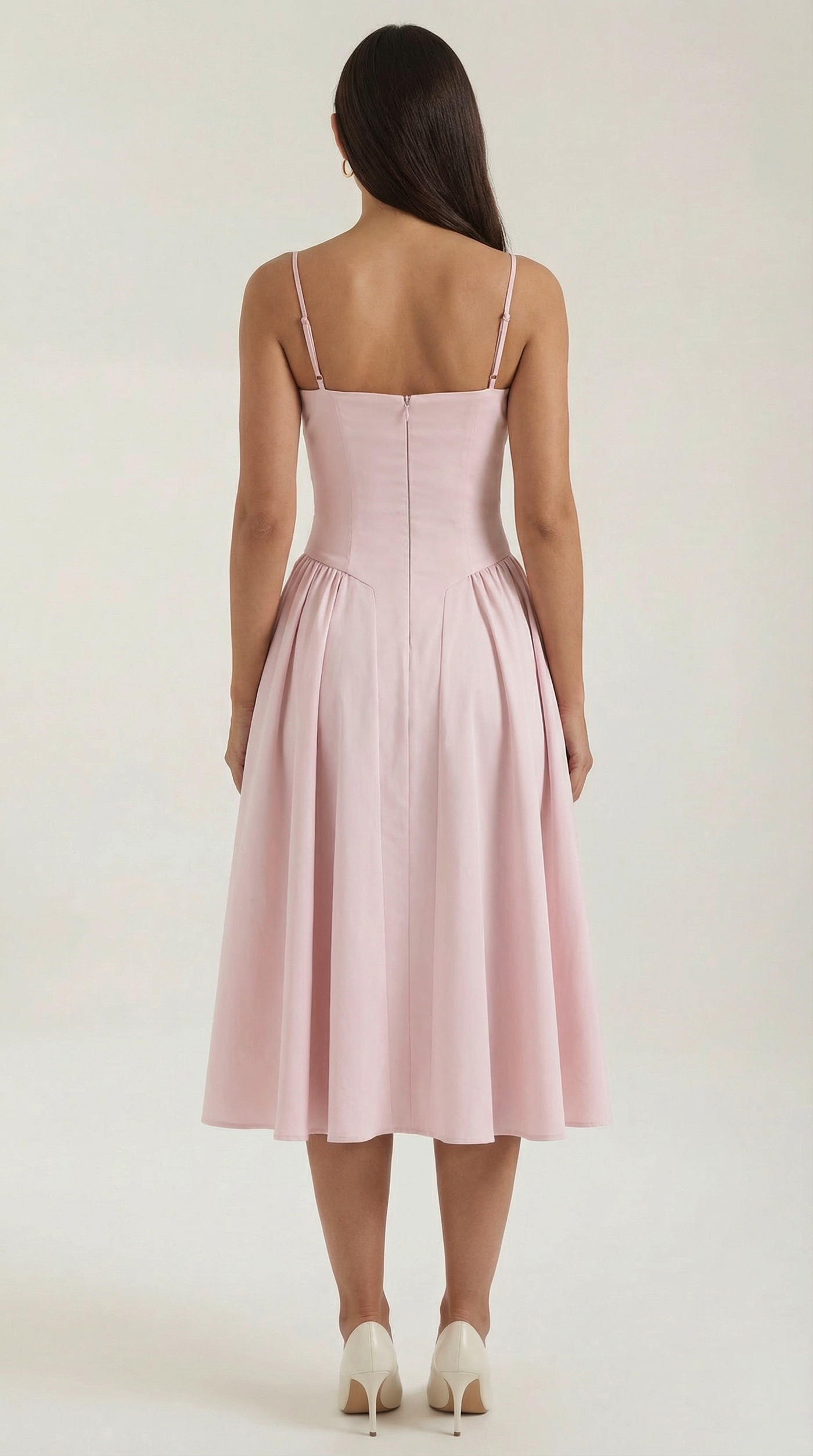 Floral Sweetheart Corset A-Line Midi Dress 29