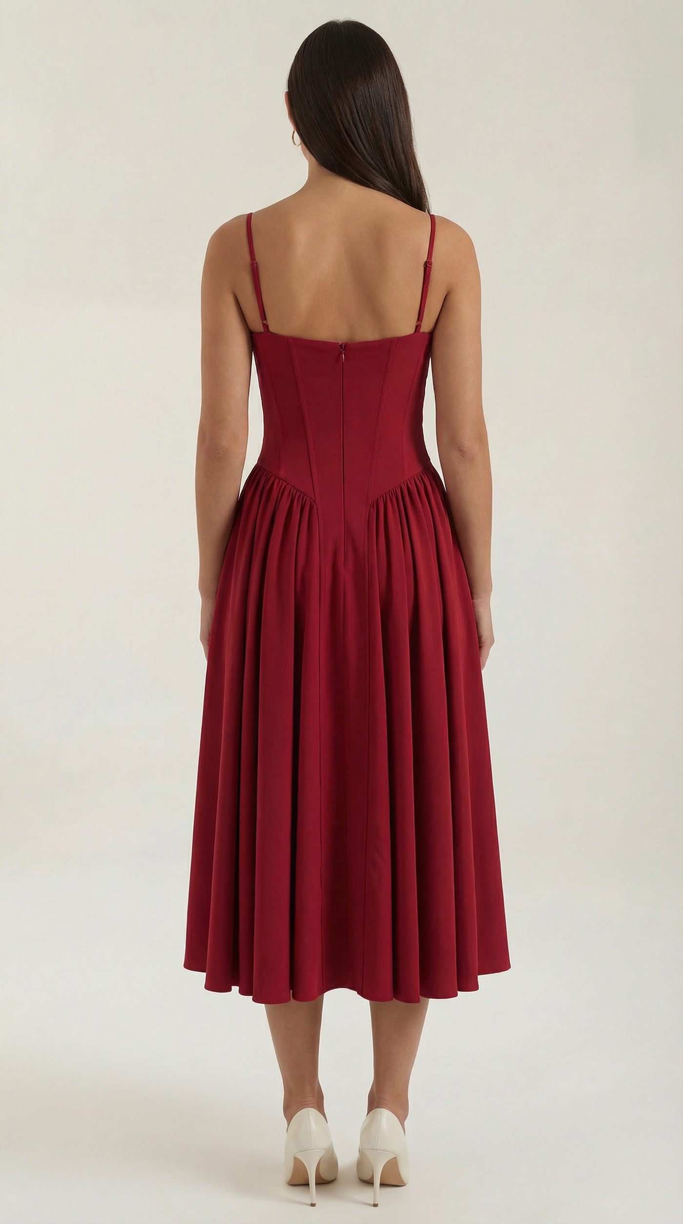 Floral Sweetheart Corset A-Line Midi Dress 24