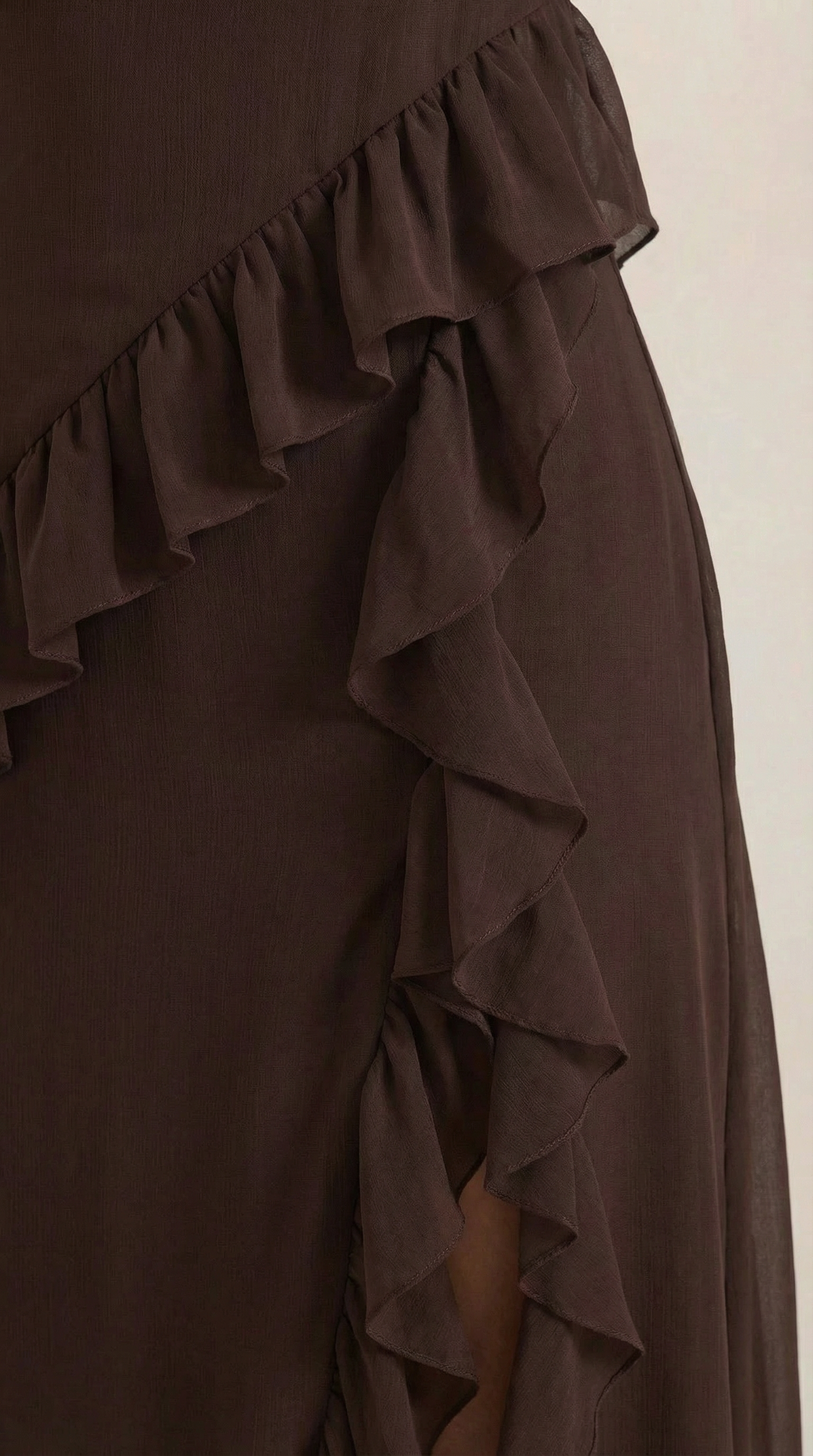Chiffon Cowl Neck High Split Ruffle Maxi Dress 3