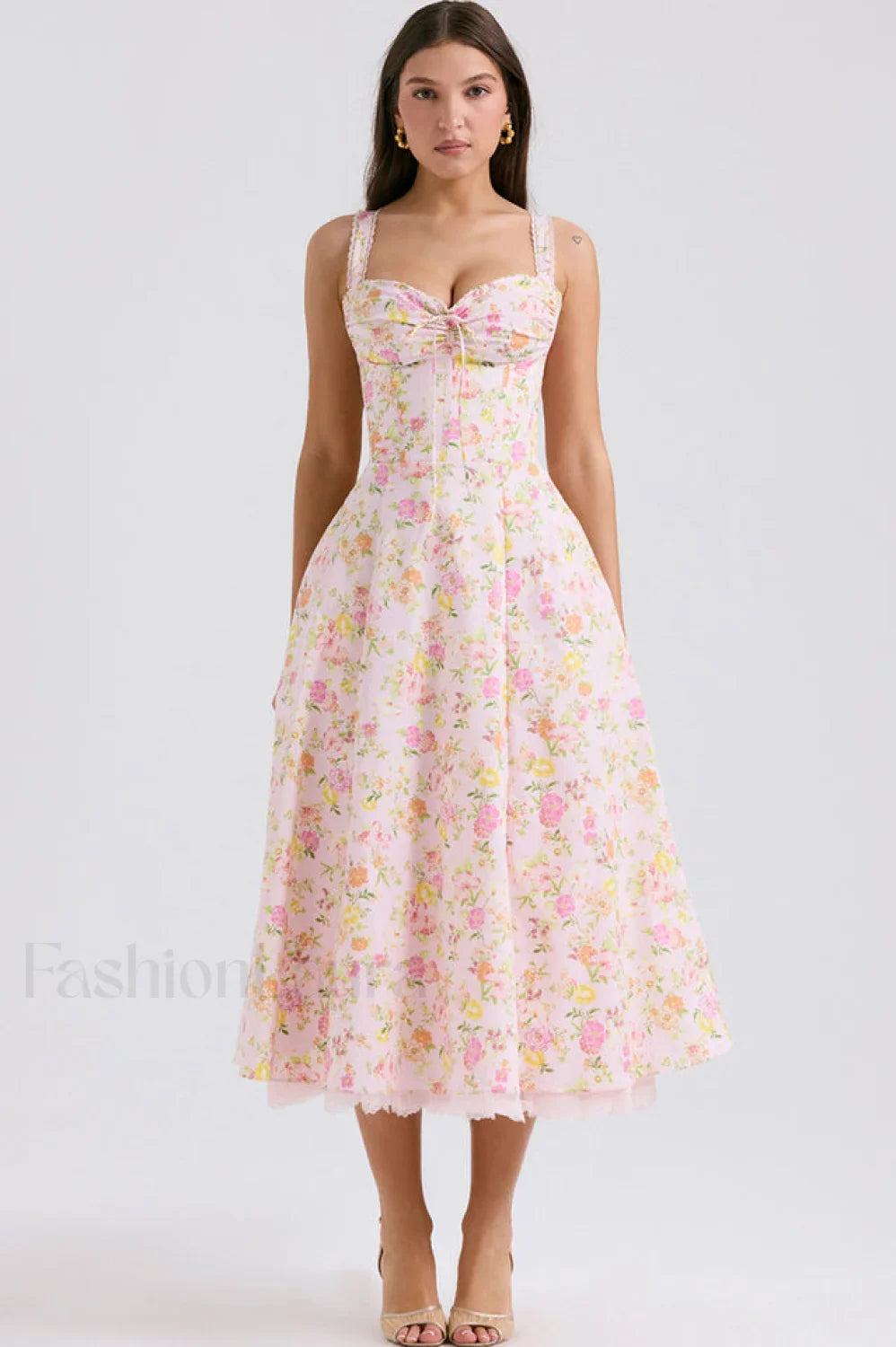 Rosalee Print Stylish Cotton Sundress XS / Pink Meadow
