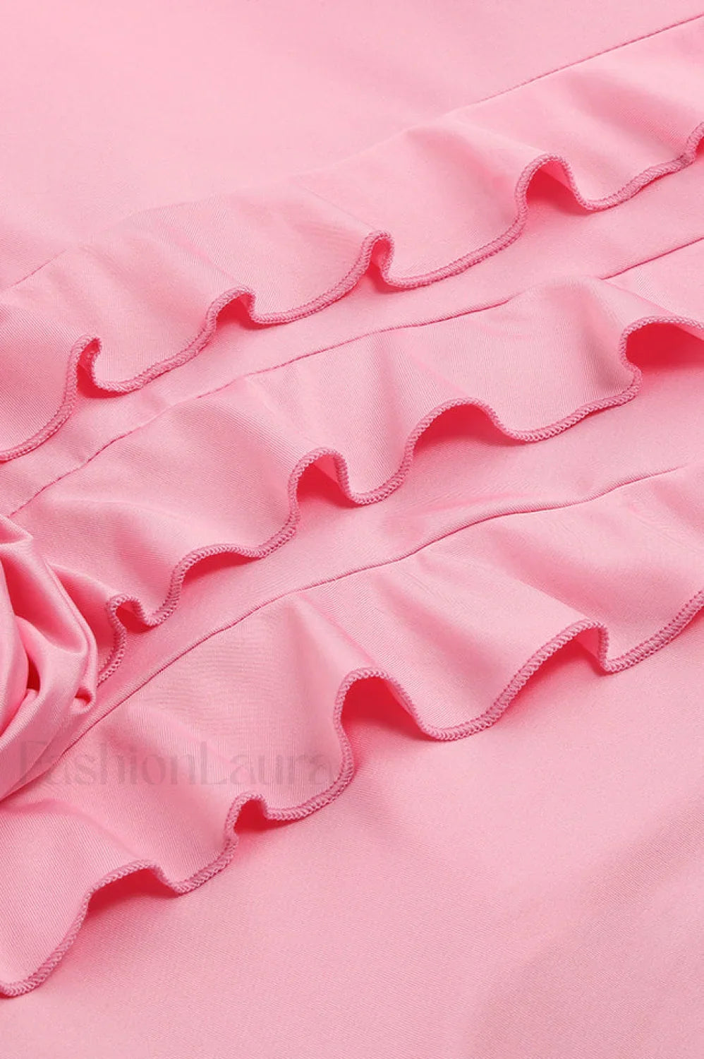Rose-Detail Ruffled Stylish Mini Dress