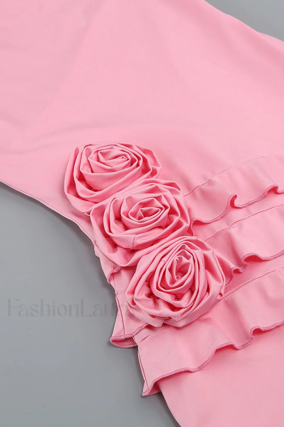 Rose-Detail Ruffled Stylish Mini Dress