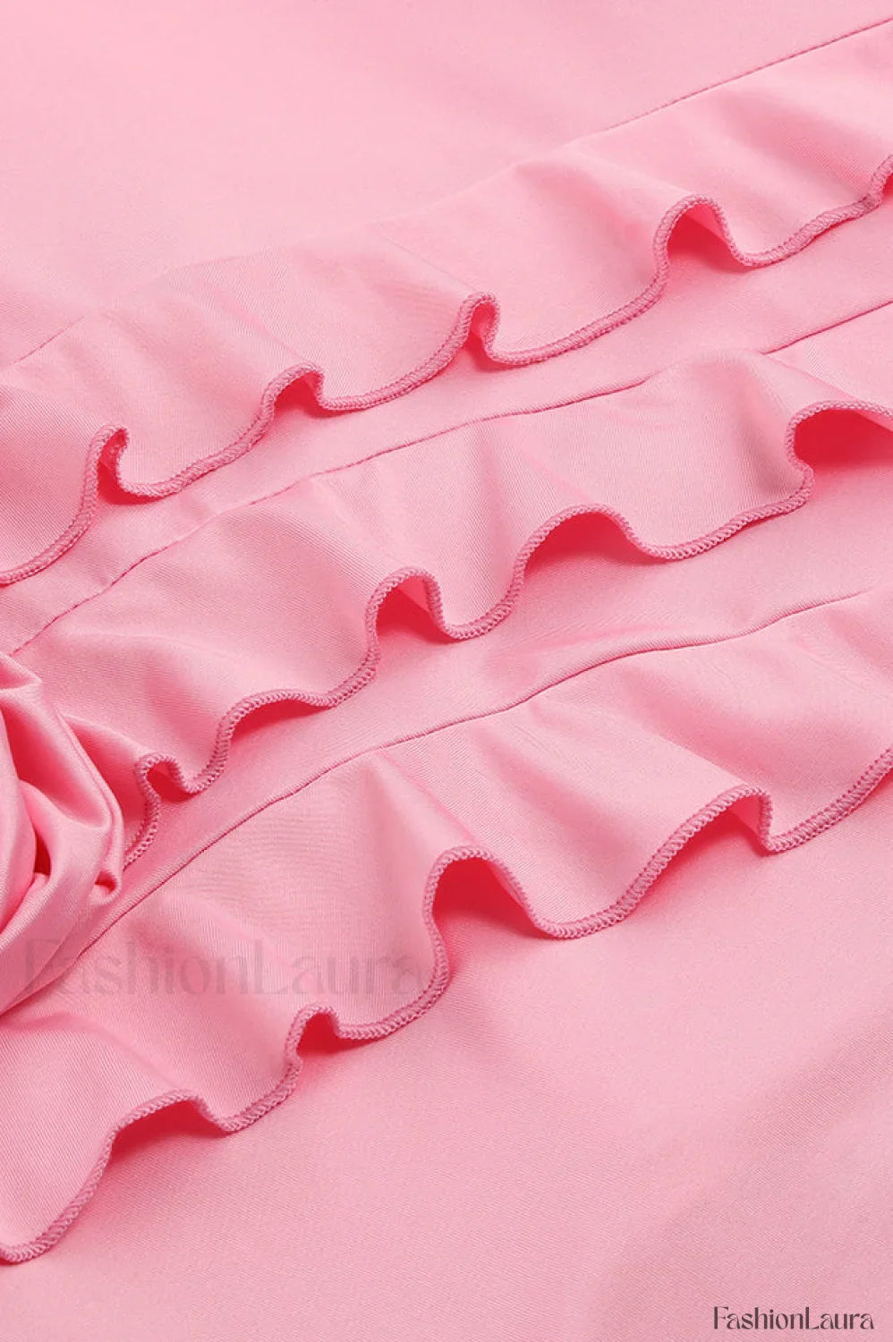 Rose-Detail Ruffled Stylish Mini Dress