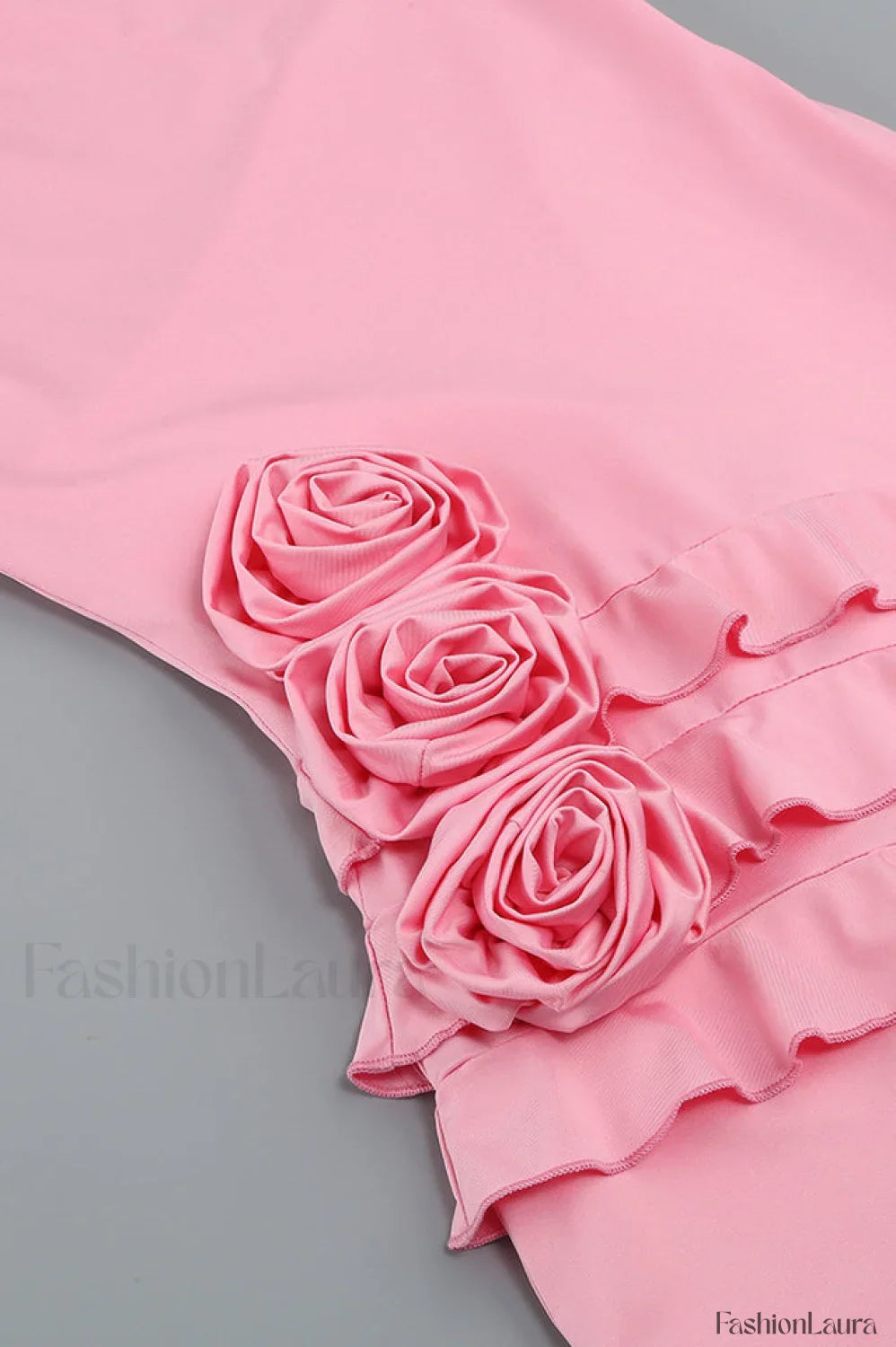 Rose-Detail Ruffled Stylish Mini Dress