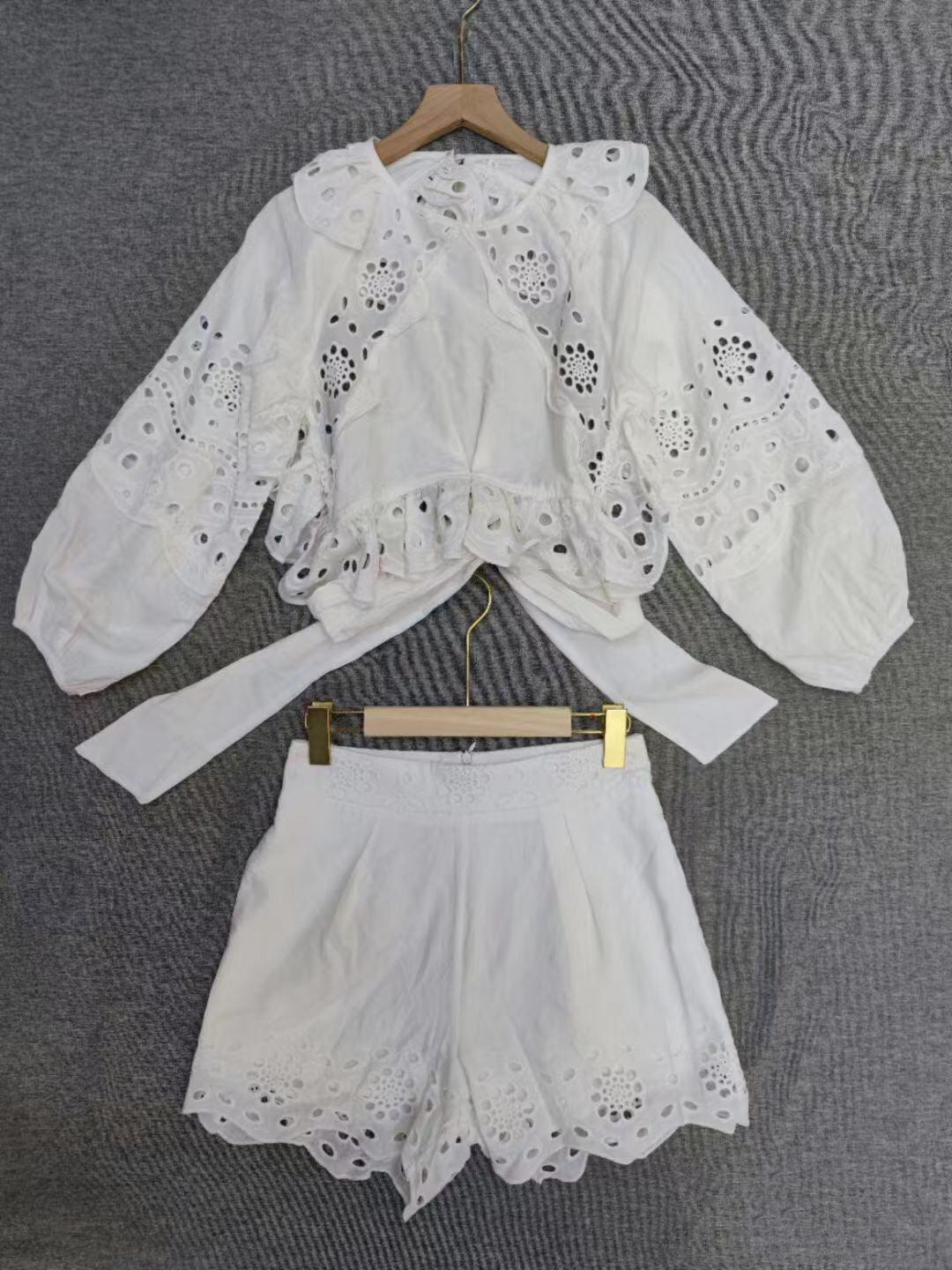 Roseanna Bishop Sleeve Crop Top & Mini Shorts Set