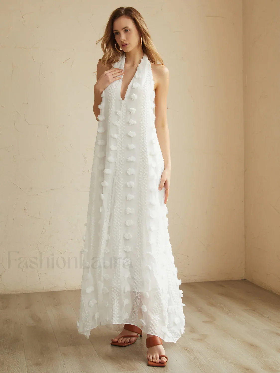 Rosette Halter Graceful Long Dress