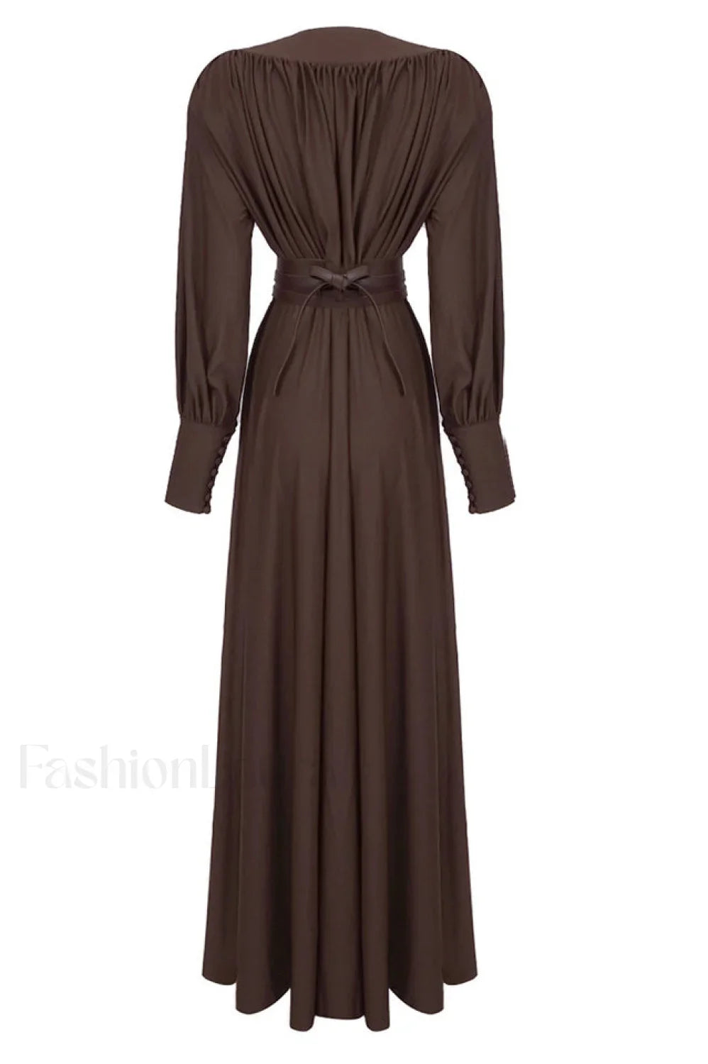 Rosey Tan Maxi Charming Dress With Waist Belt