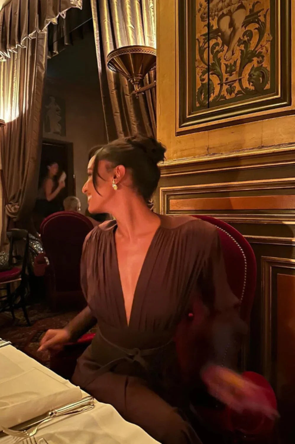 Rosey Tan Maxi Charming Dress With Waist Belt