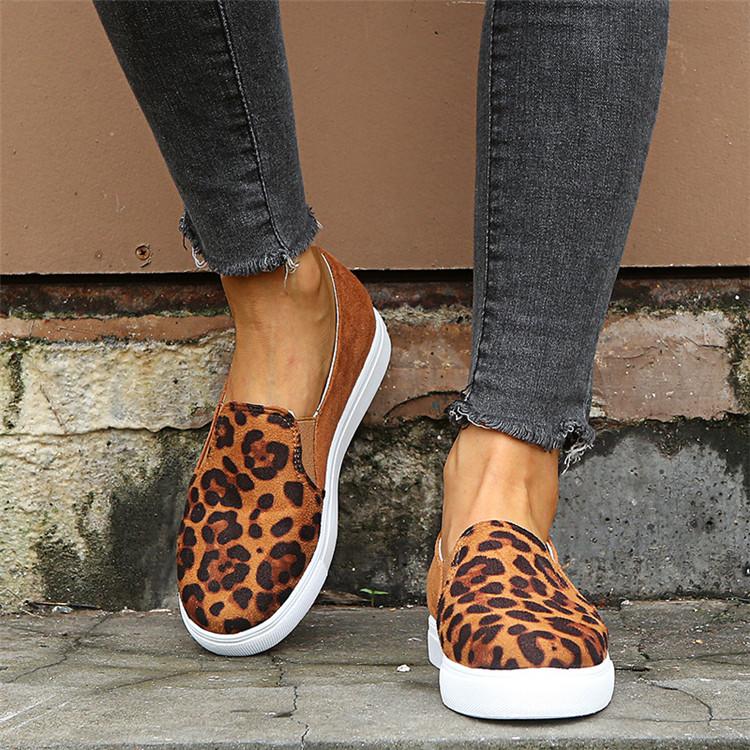 Rubber Round Toe Leopard Flats Shoes