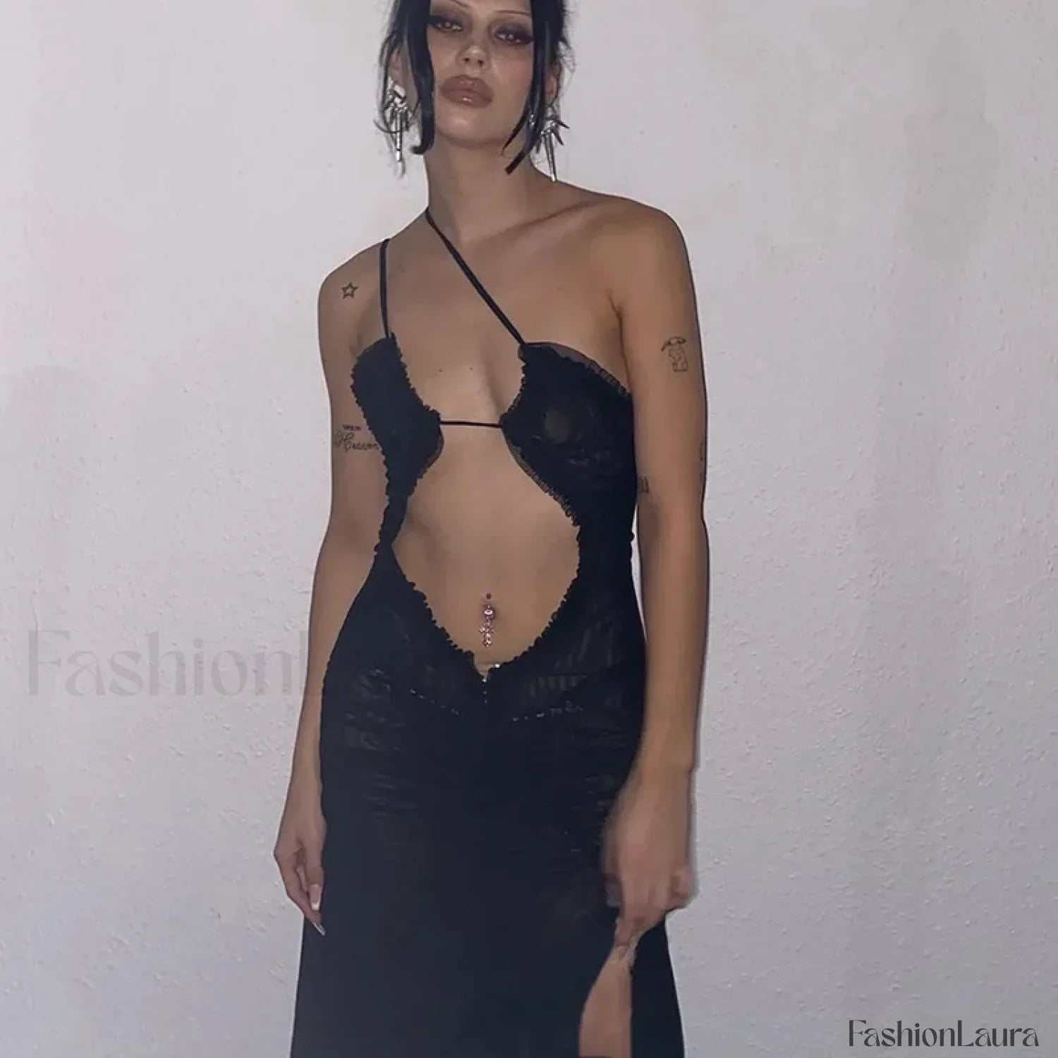 Ruched Asymmetric Print Maxi Dress