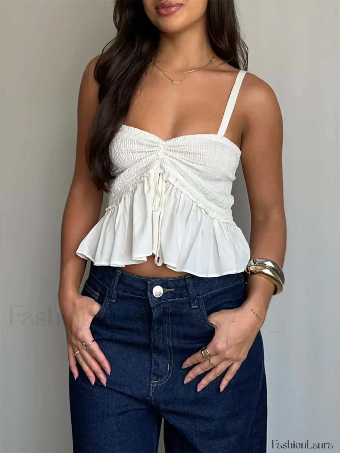 Ruched Babydoll Sweetheart Crop Top