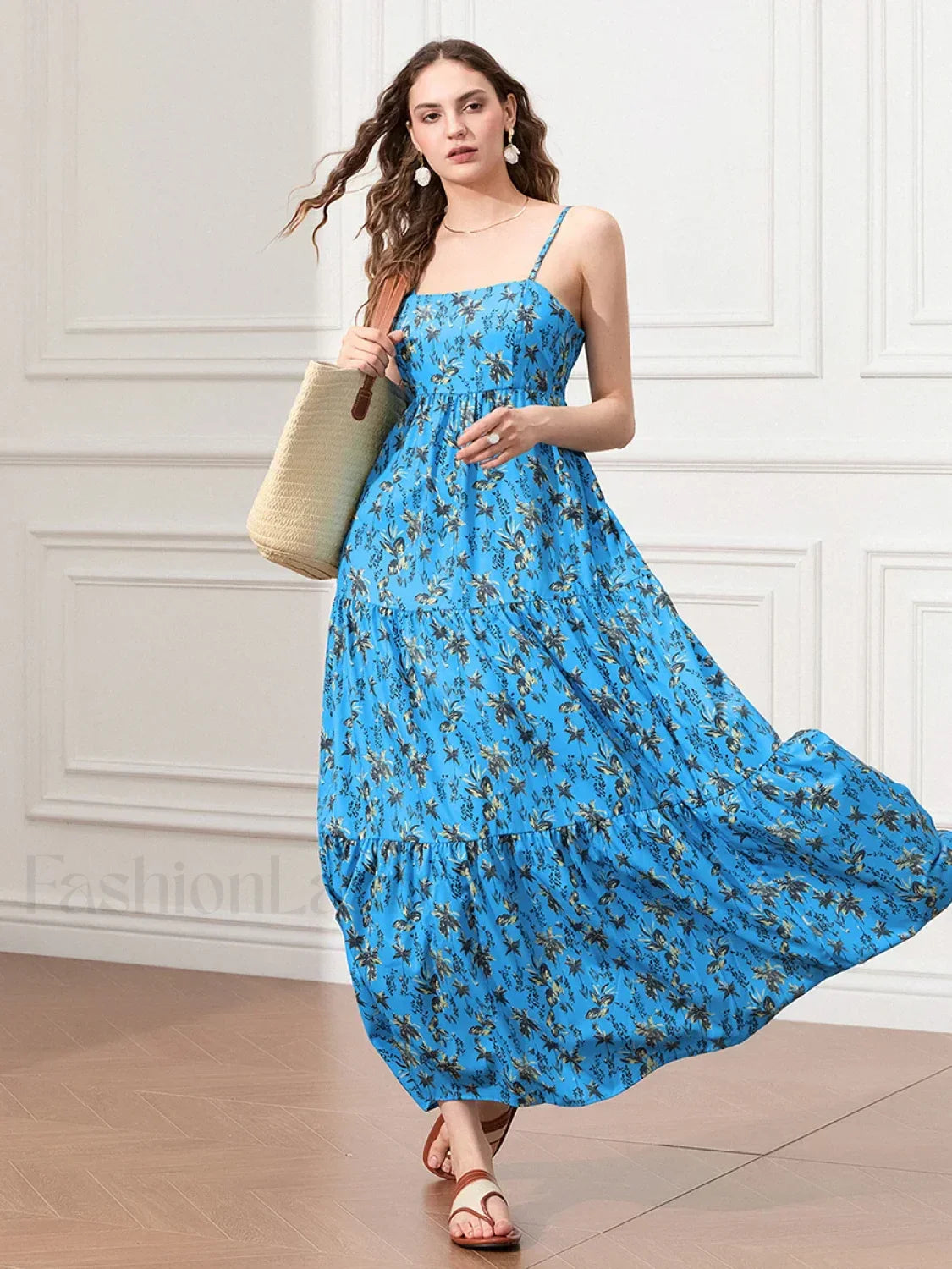 Ruched Floral A-Line Maxi Dress