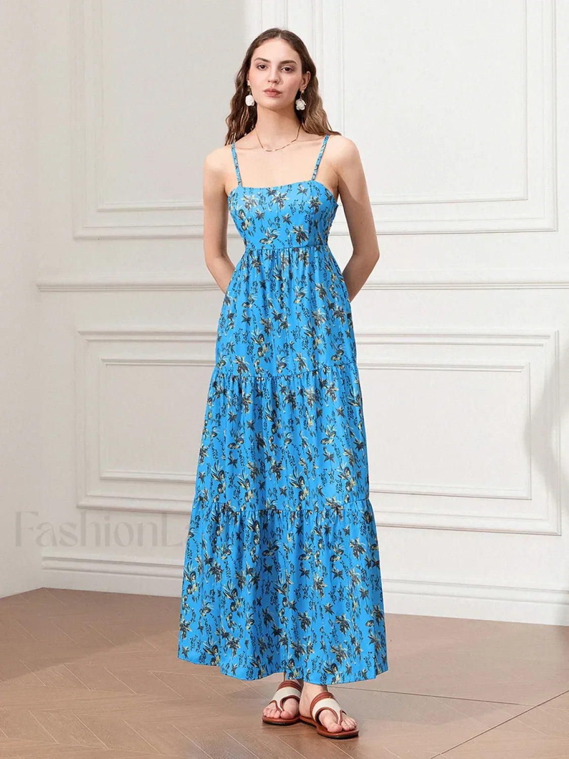 Ruched Floral A-Line Maxi Dress