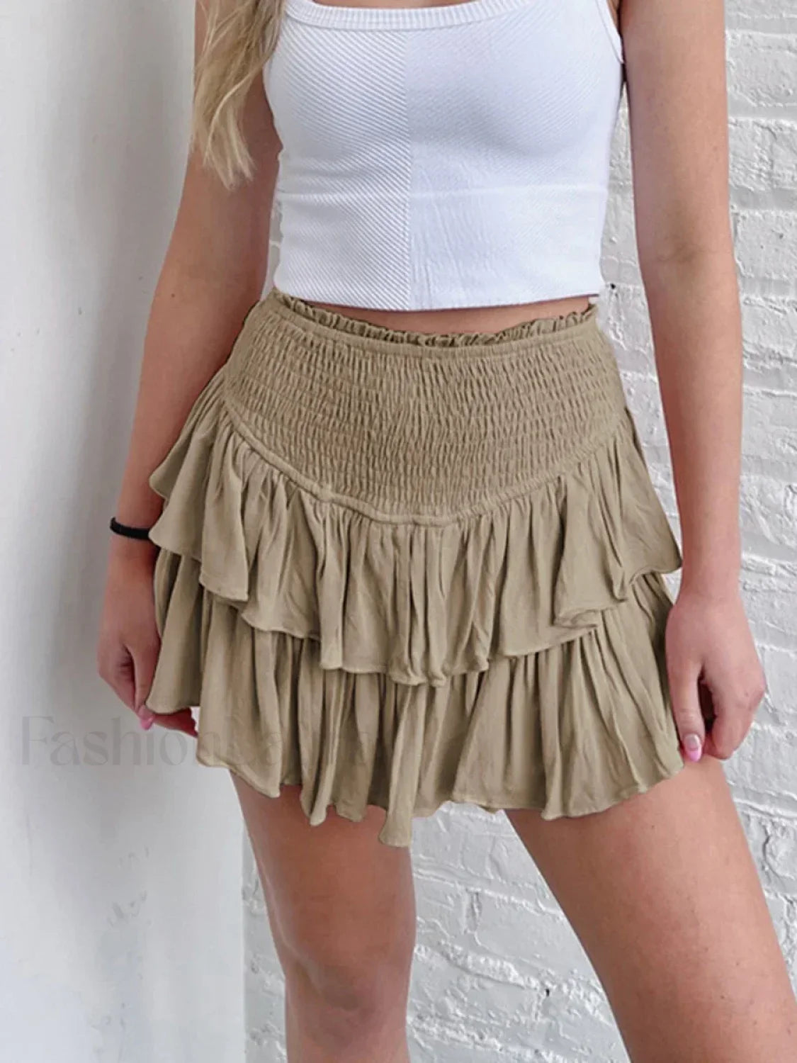 Ruched High Waist A-Line Skirt