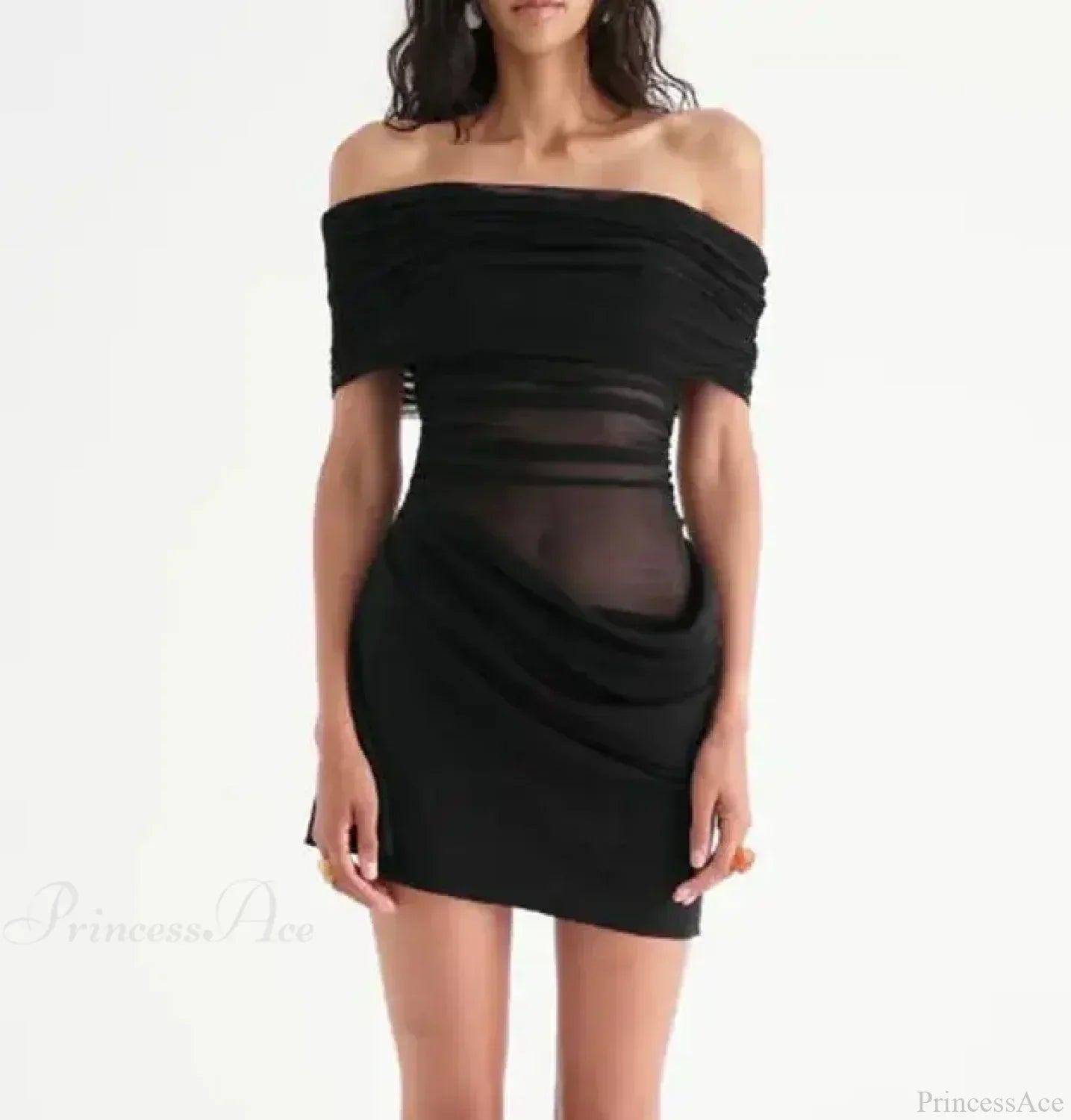 Ruched Mesh Party Mini Dress - View 7