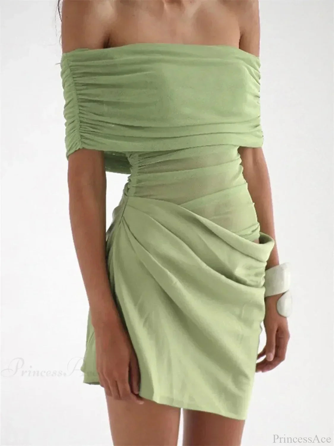 Ruched Mesh Party Mini Dress - View 5