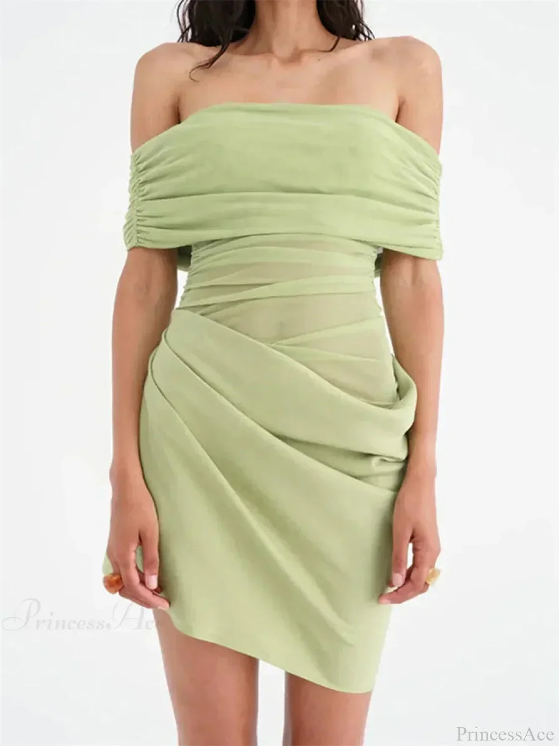 Ruched Mesh Party Mini Dress - View 4