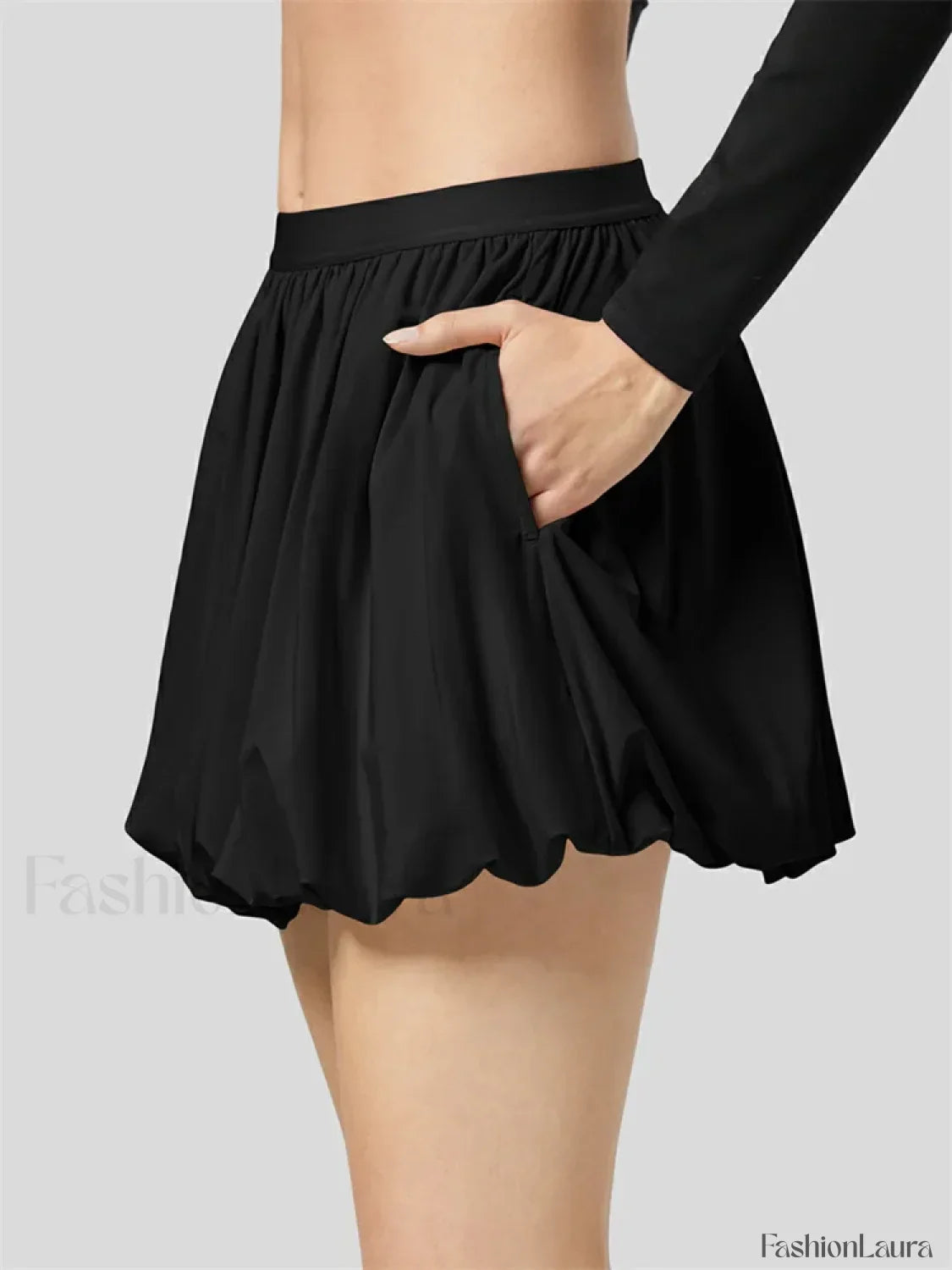 Ruched Pleated A-Line Mini Skirt