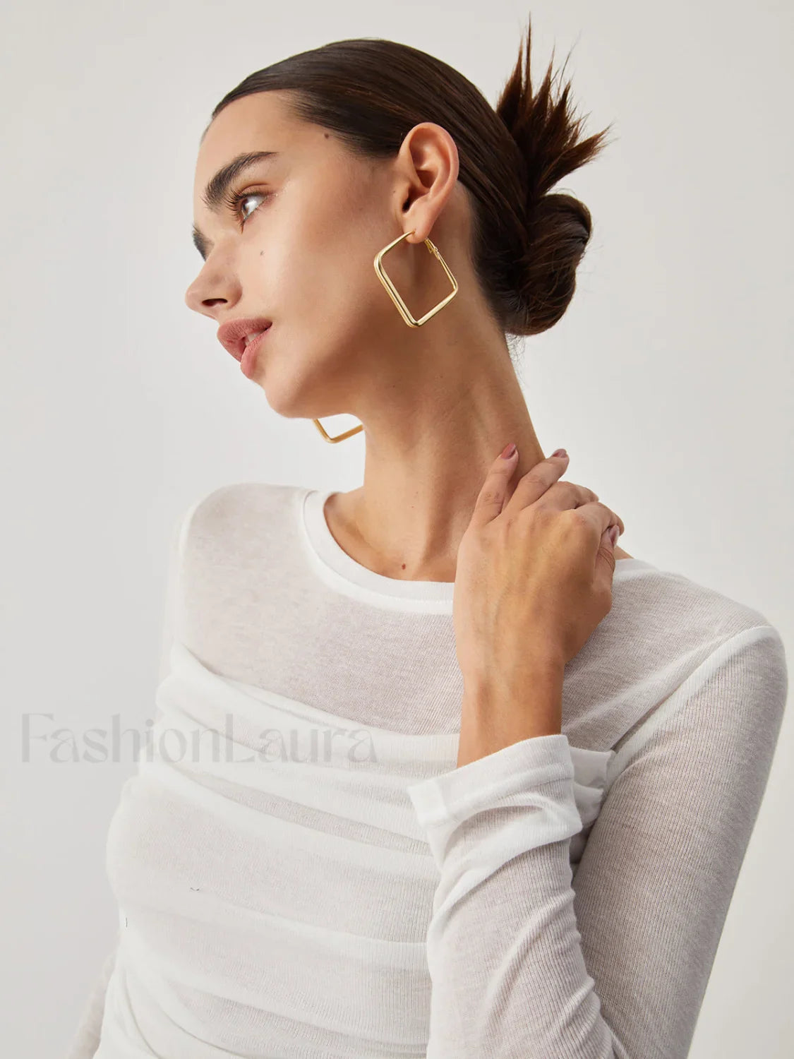 Ruched Semi-Sheer Graceful Long Sleeve Shirt