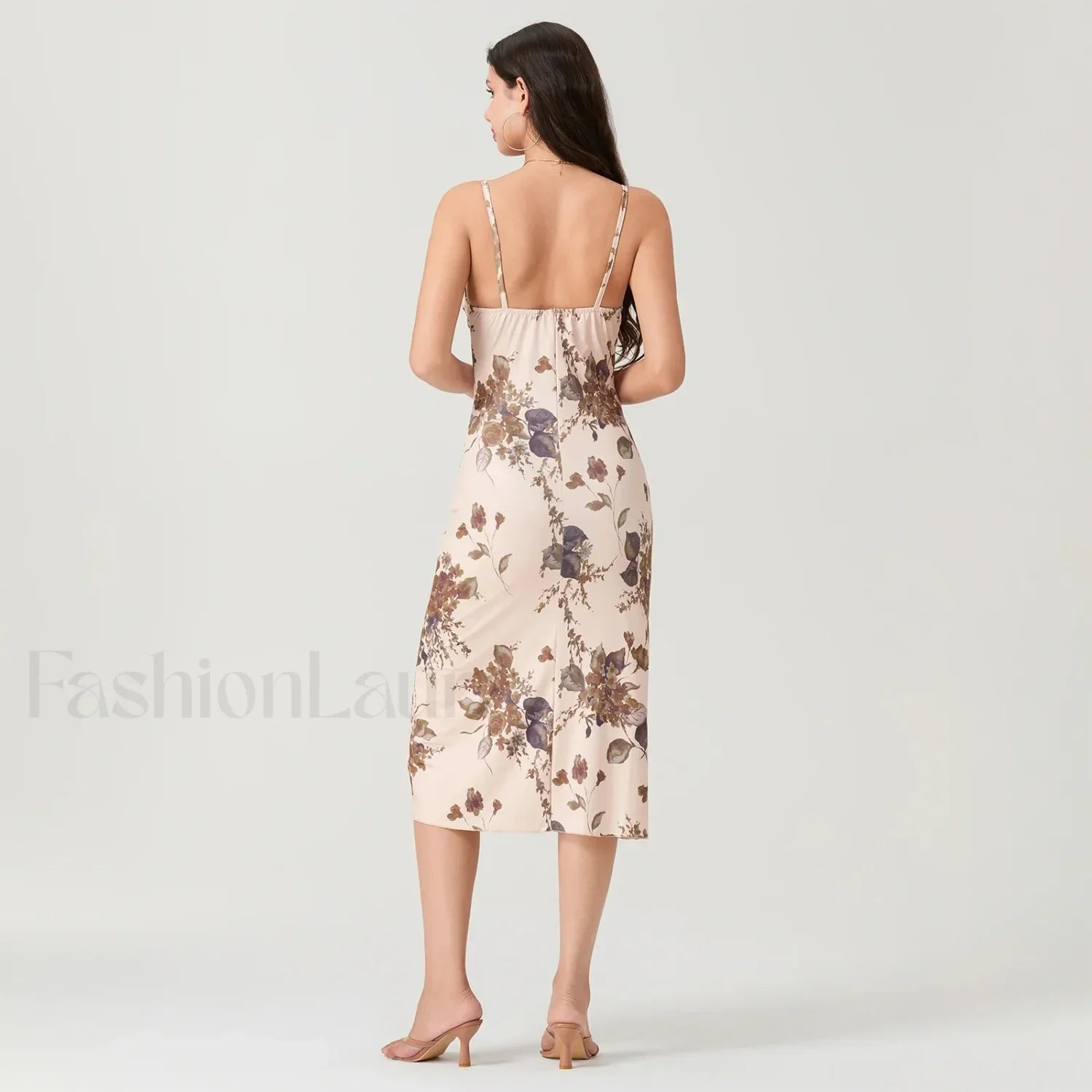 Ruched Square-Neck Midi Dress