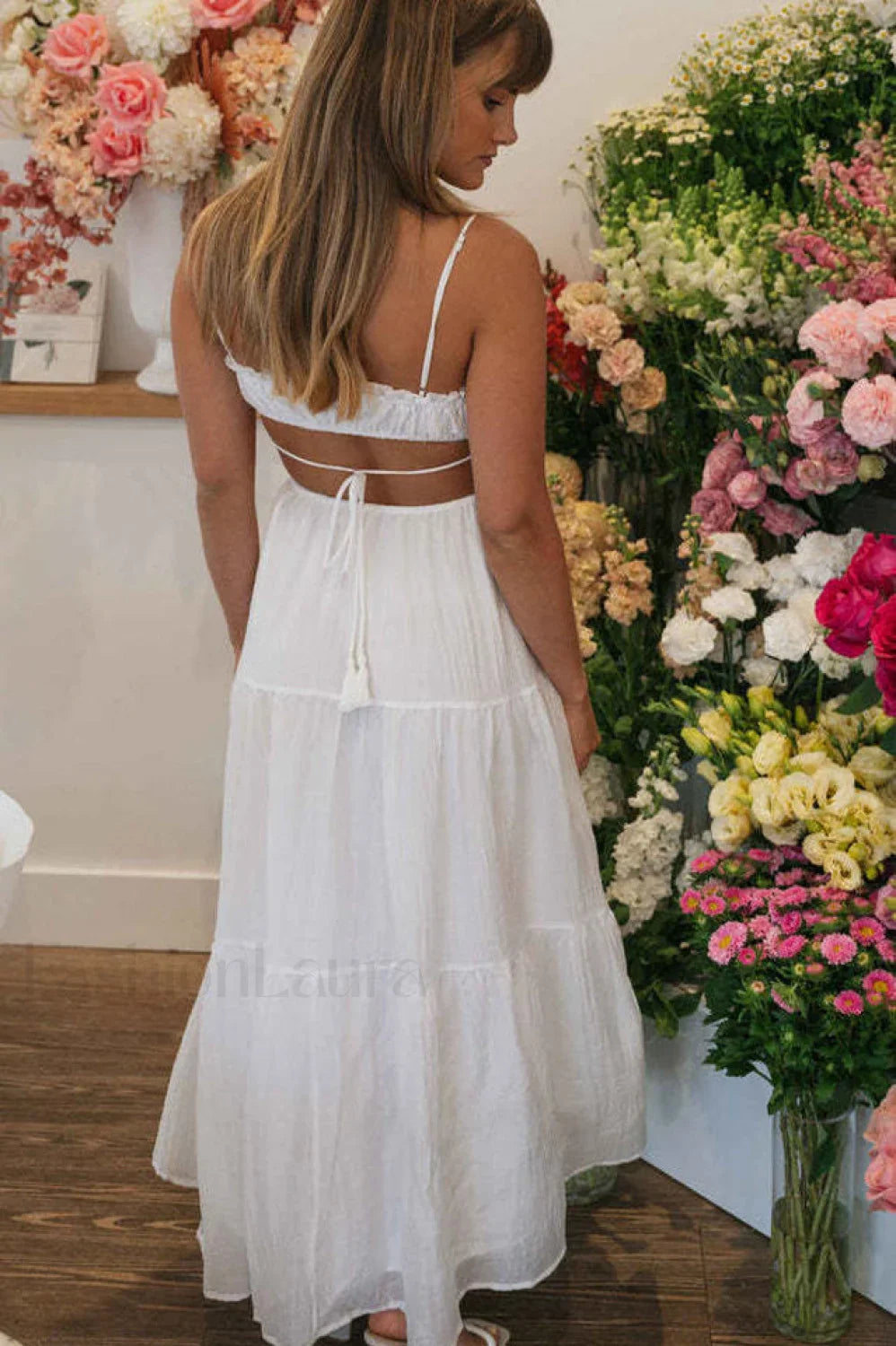 Ruched Tie-Up Stylish Strappy Maxi Dress