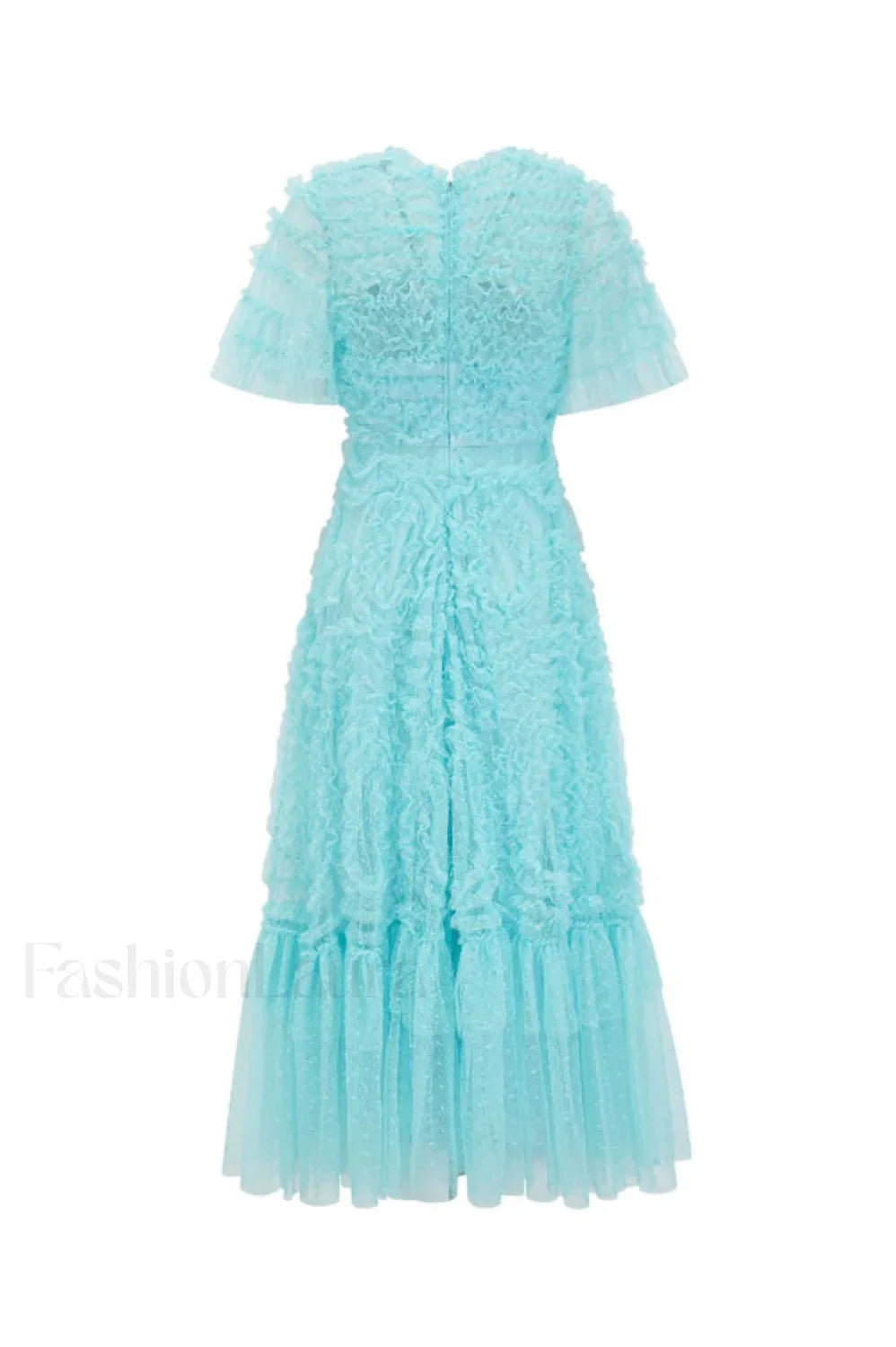 Ruffle Tiered Spotted Charming Tulle Maxi Dress