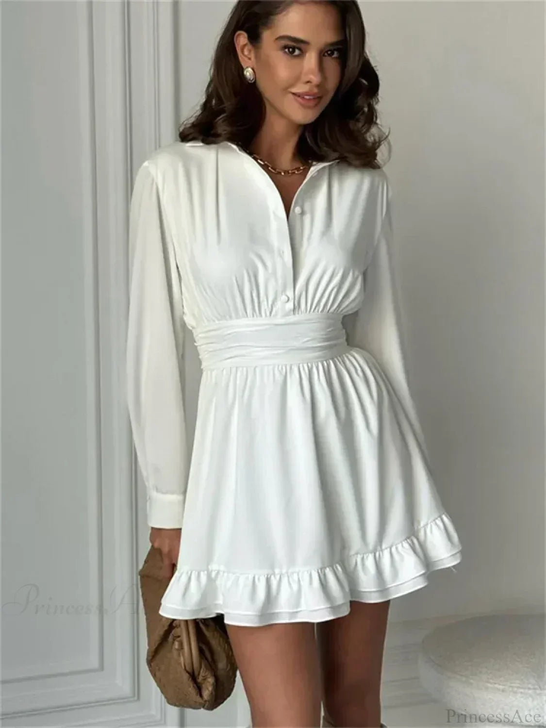 Ruffled Bandage Lace-Up Mini Dress - View 3