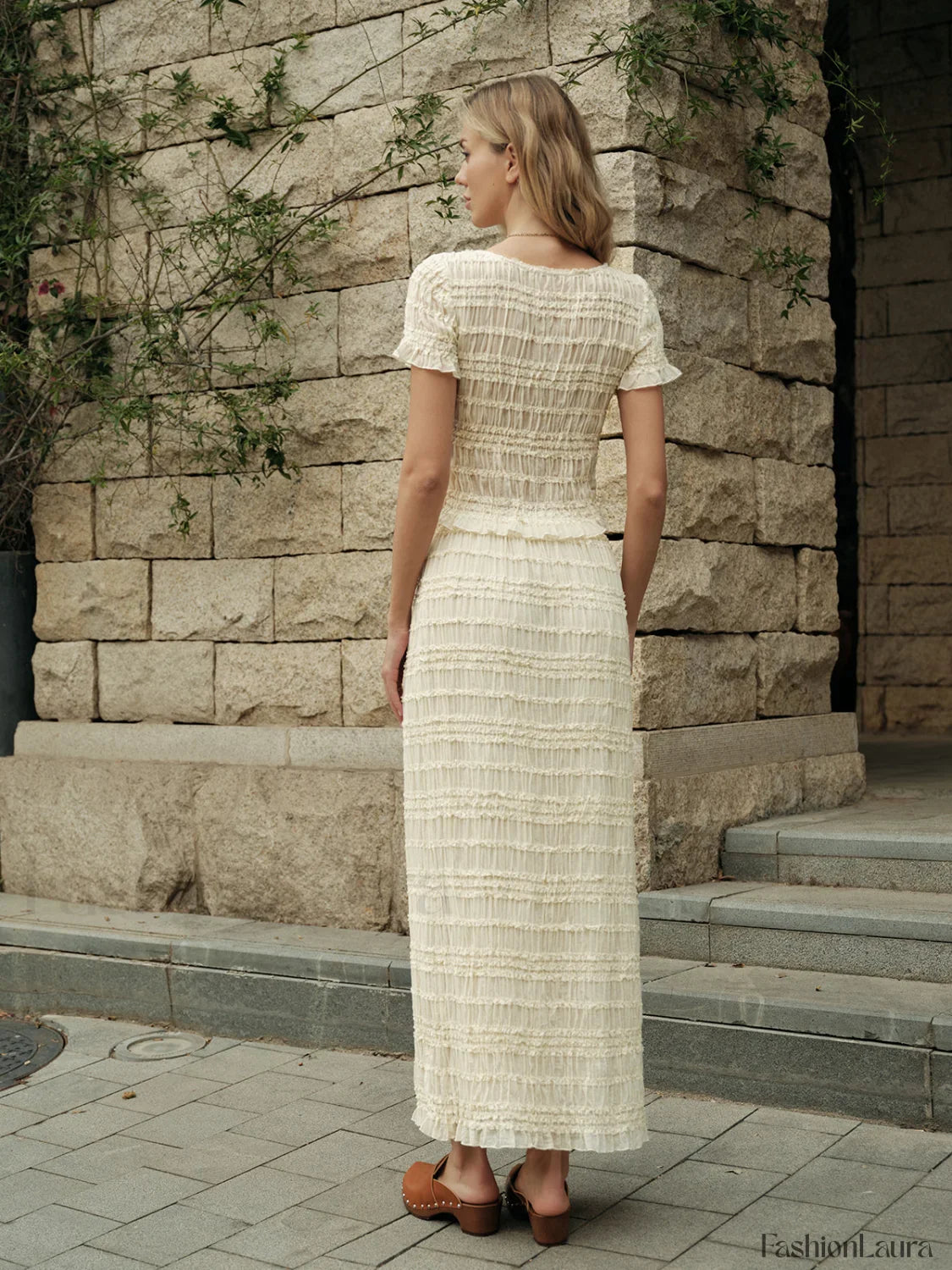 Ruffled Crop Top Skirt Set