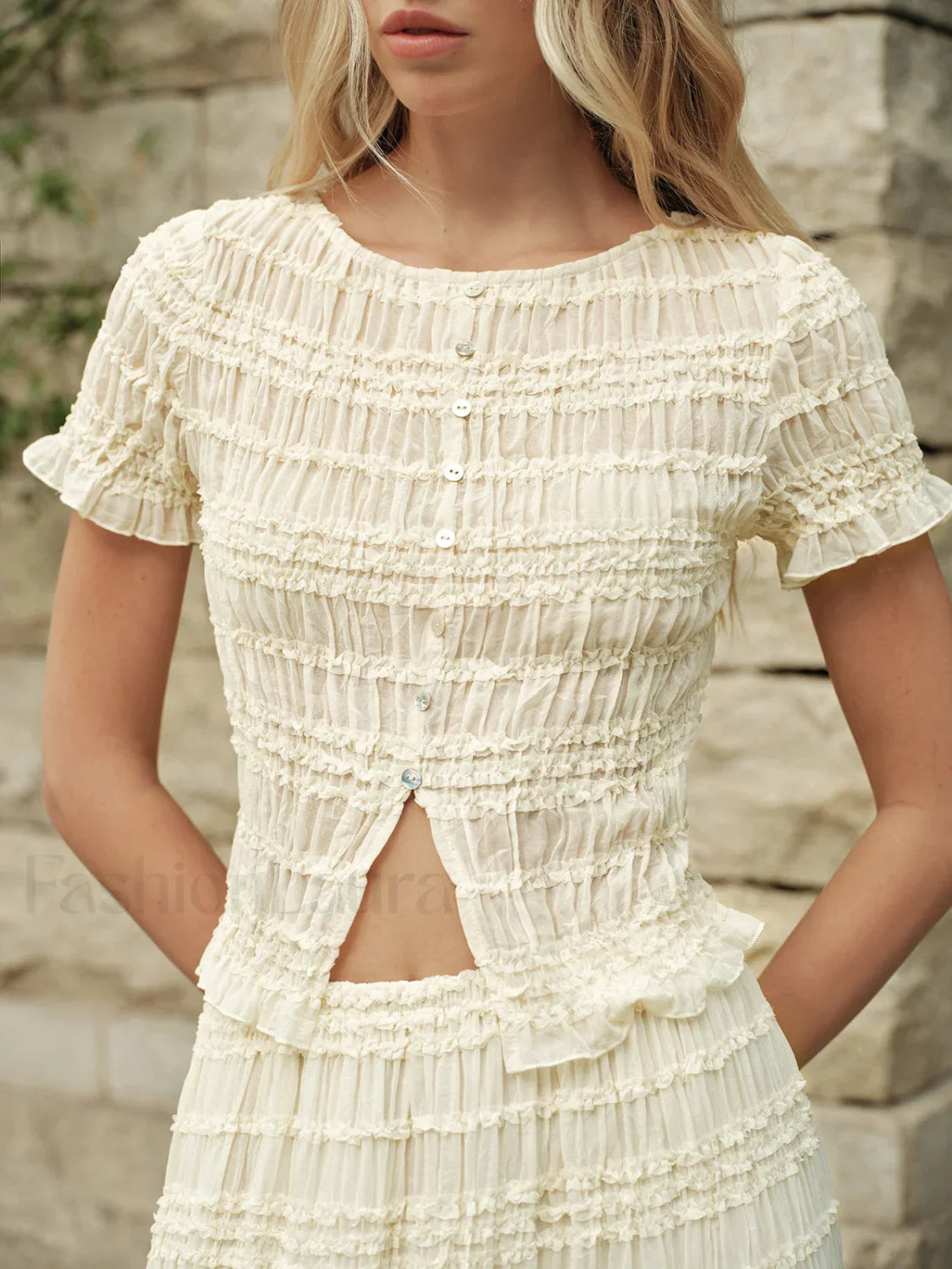 Ruffled Crop Top Skirt Set