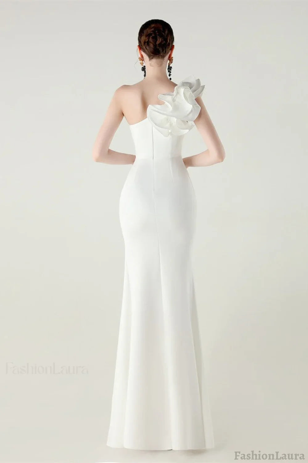 Ruffled Floral One Shoulder Satin Party Dress