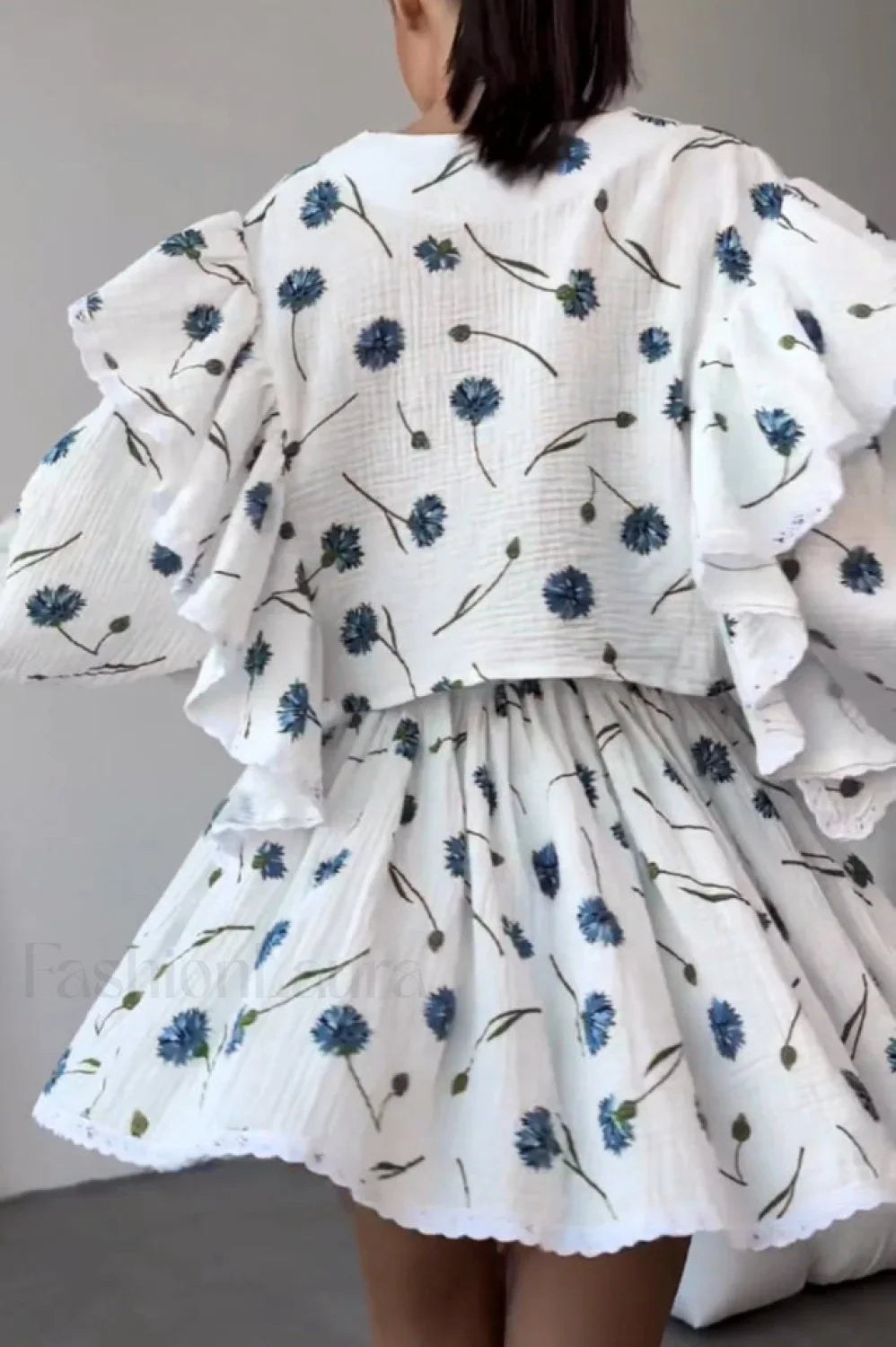 Ruffled Strawberry Stylish Print Skirt Set