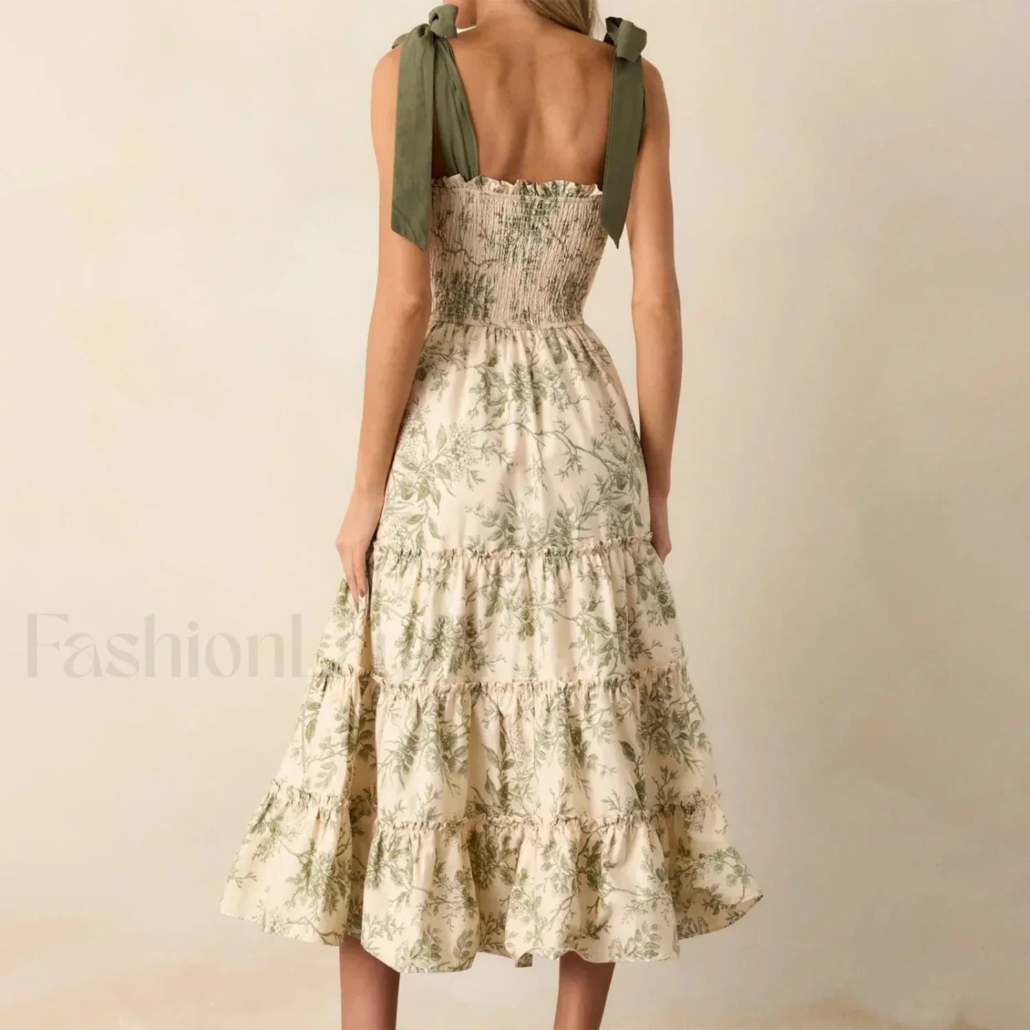 Ruffled Wide-Strap Midi Dress