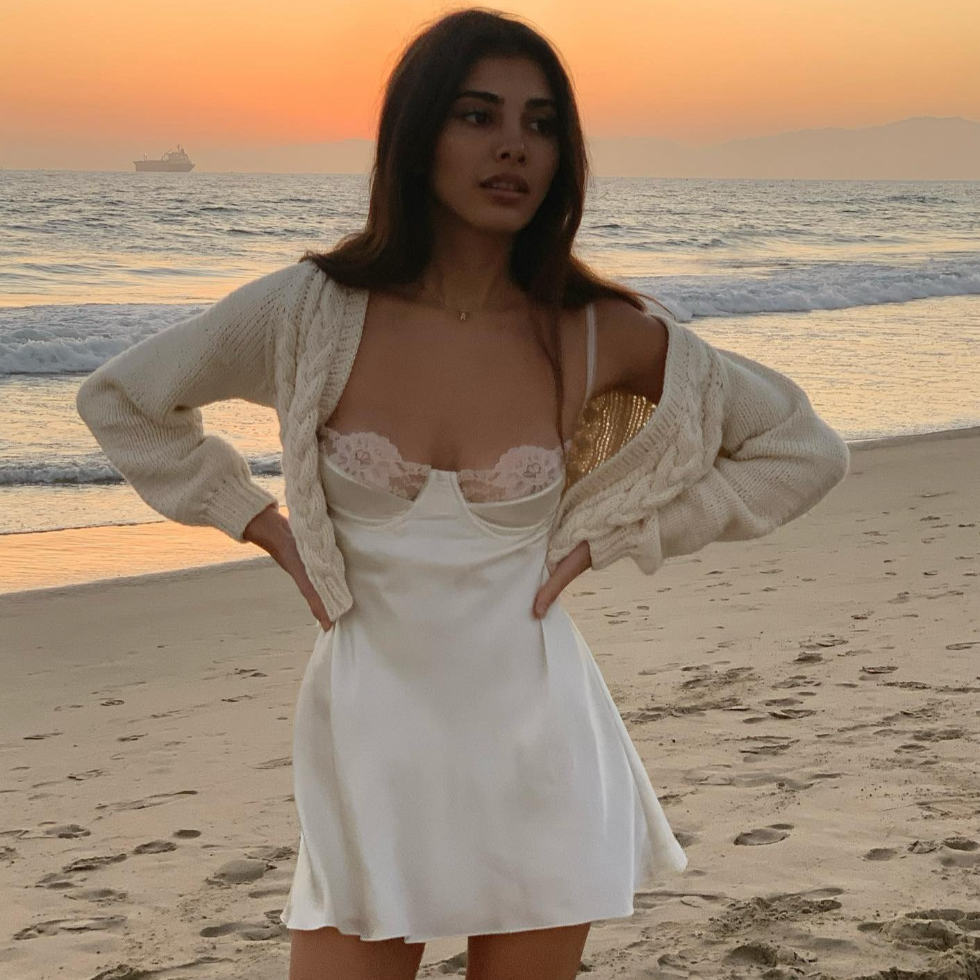 Palm Paradise Lace Cup Mini Dress - View 9