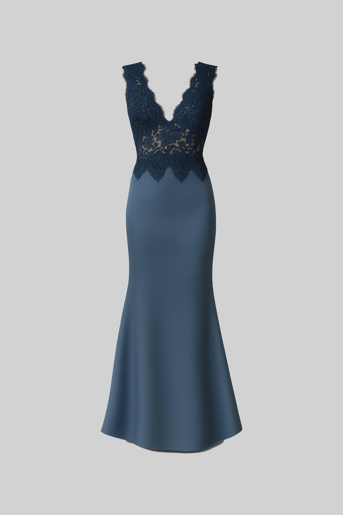 Lace Deep V-Neck Sleeveless Mermaid Trumpet Maxi Gown