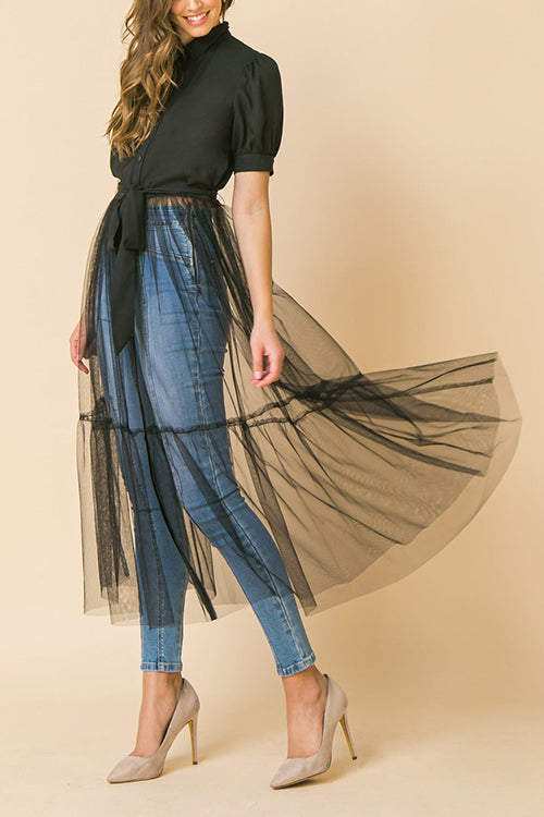 Showing Off A Little Shirt Cover Dress