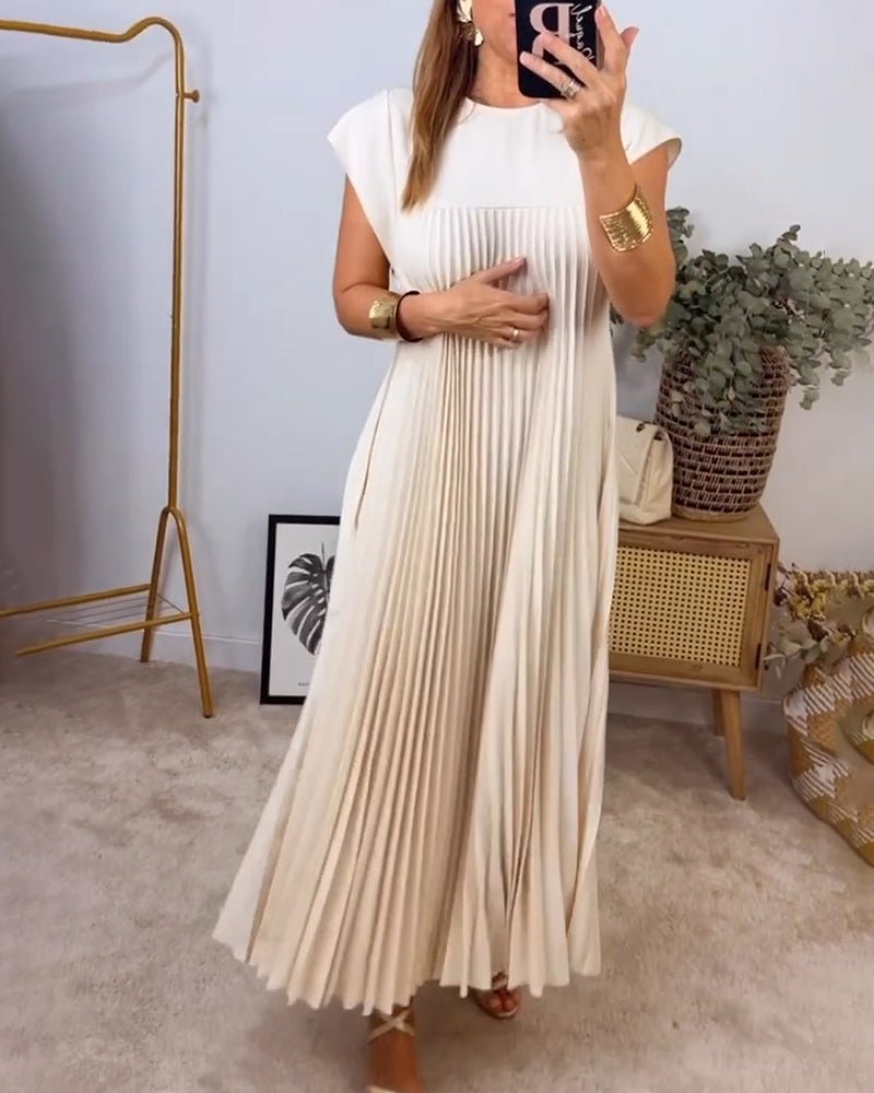 Harriet Chic Pleated Cotton Dress for Women Soft Comfortable Fit