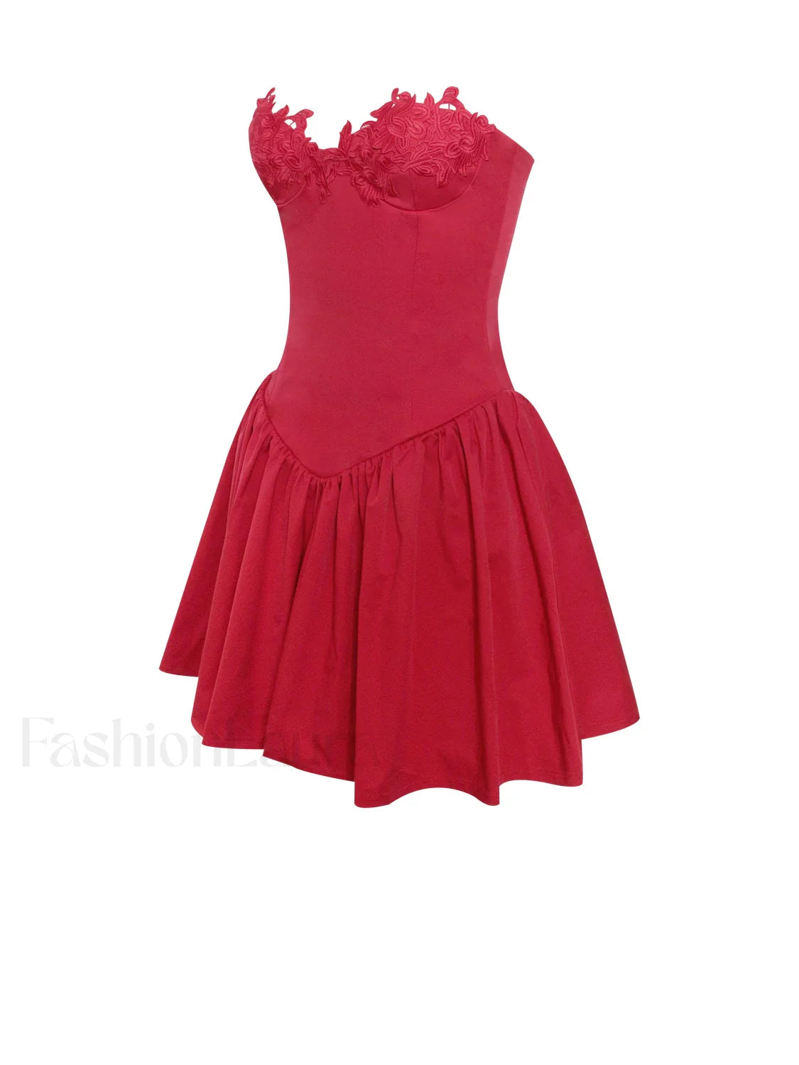 Sacha Red Lace Drop Graceful Waist Corset Puffy Mini Dress