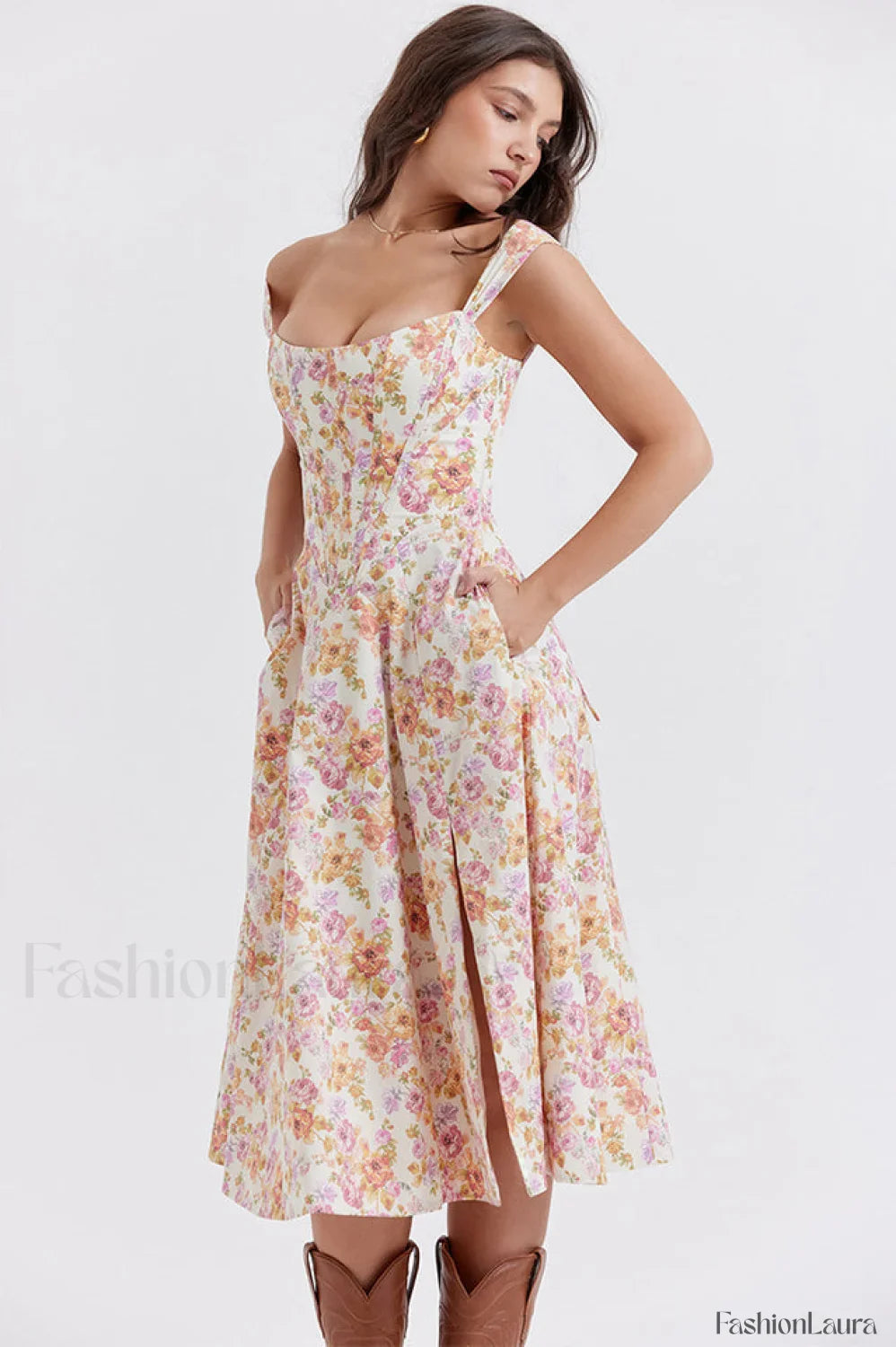 Saira Floral Stylish Print Midi Sundress