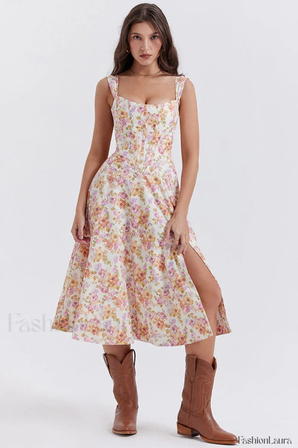 Saira Floral Stylish Print Midi Sundress