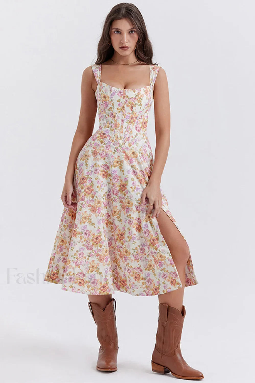 Saira Floral Stylish Print Midi Sundress