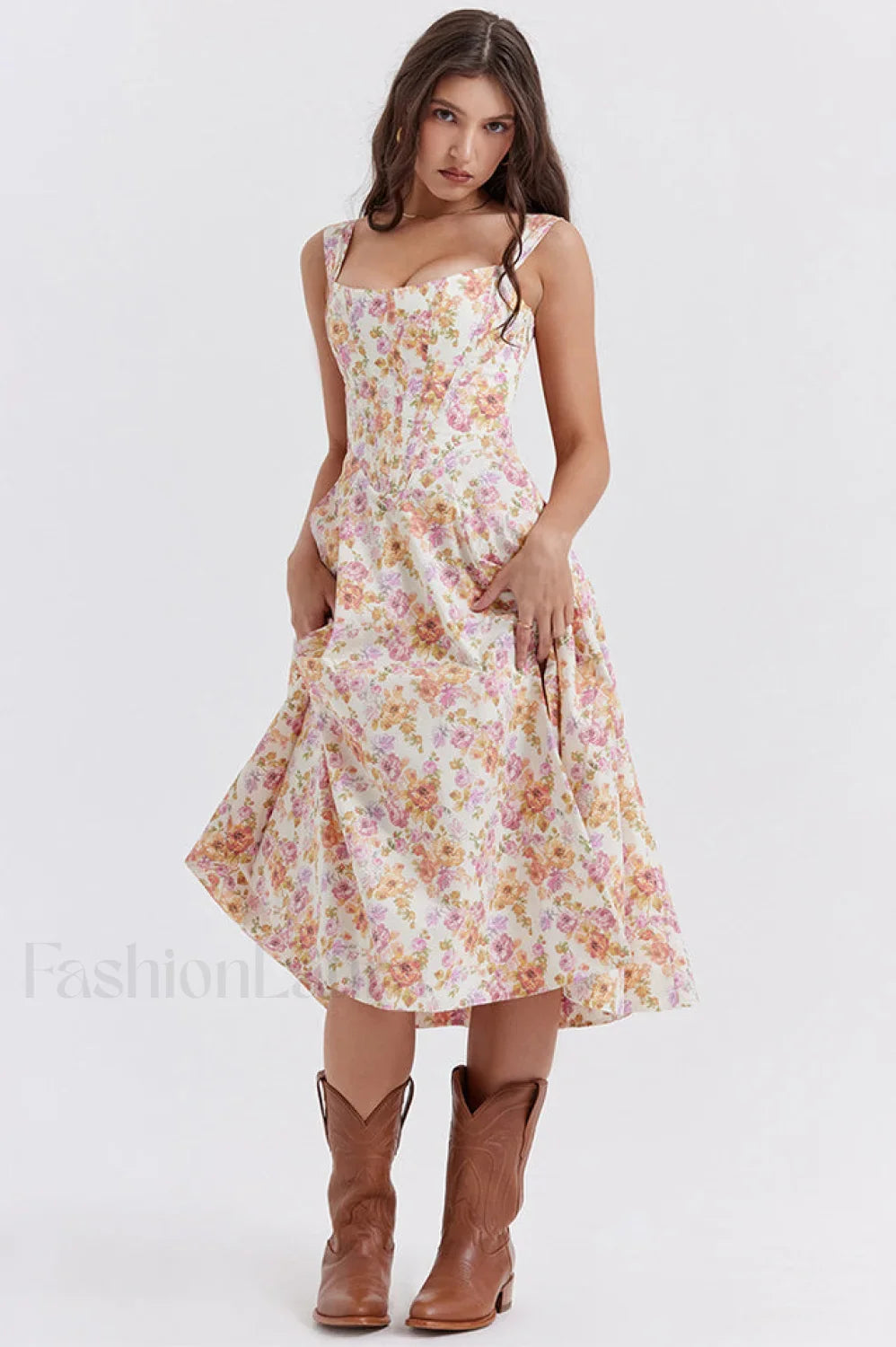 Saira Floral Stylish Print Midi Sundress
