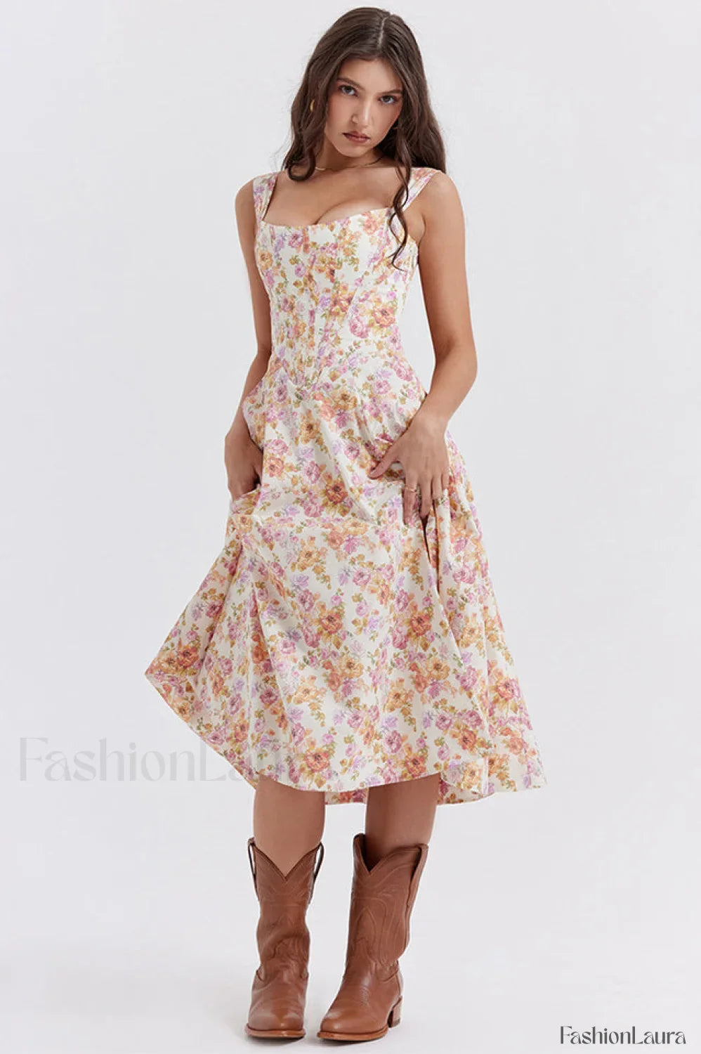 Saira Floral Stylish Print Midi Sundress