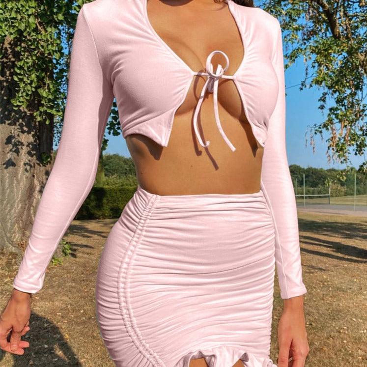 Sandra Crop Top & Ruffle Hem Mini Skirt Set