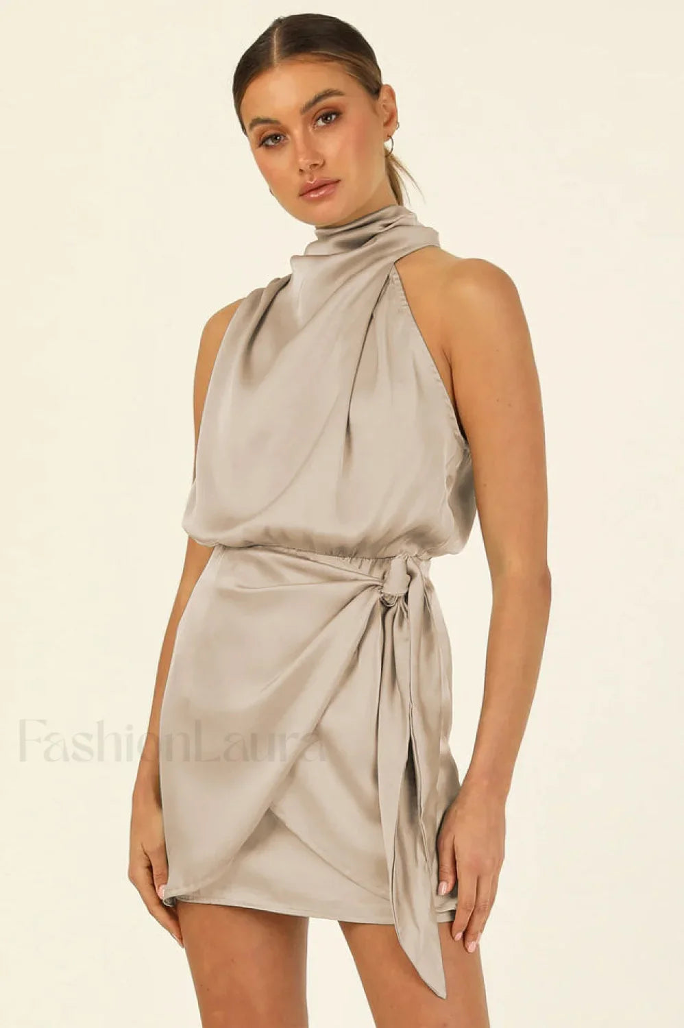 Santorini Satin Stylish Mini Dress