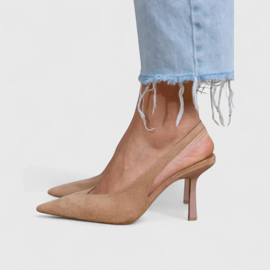 Suede Pointed Toe Slingback Stiletto Heels