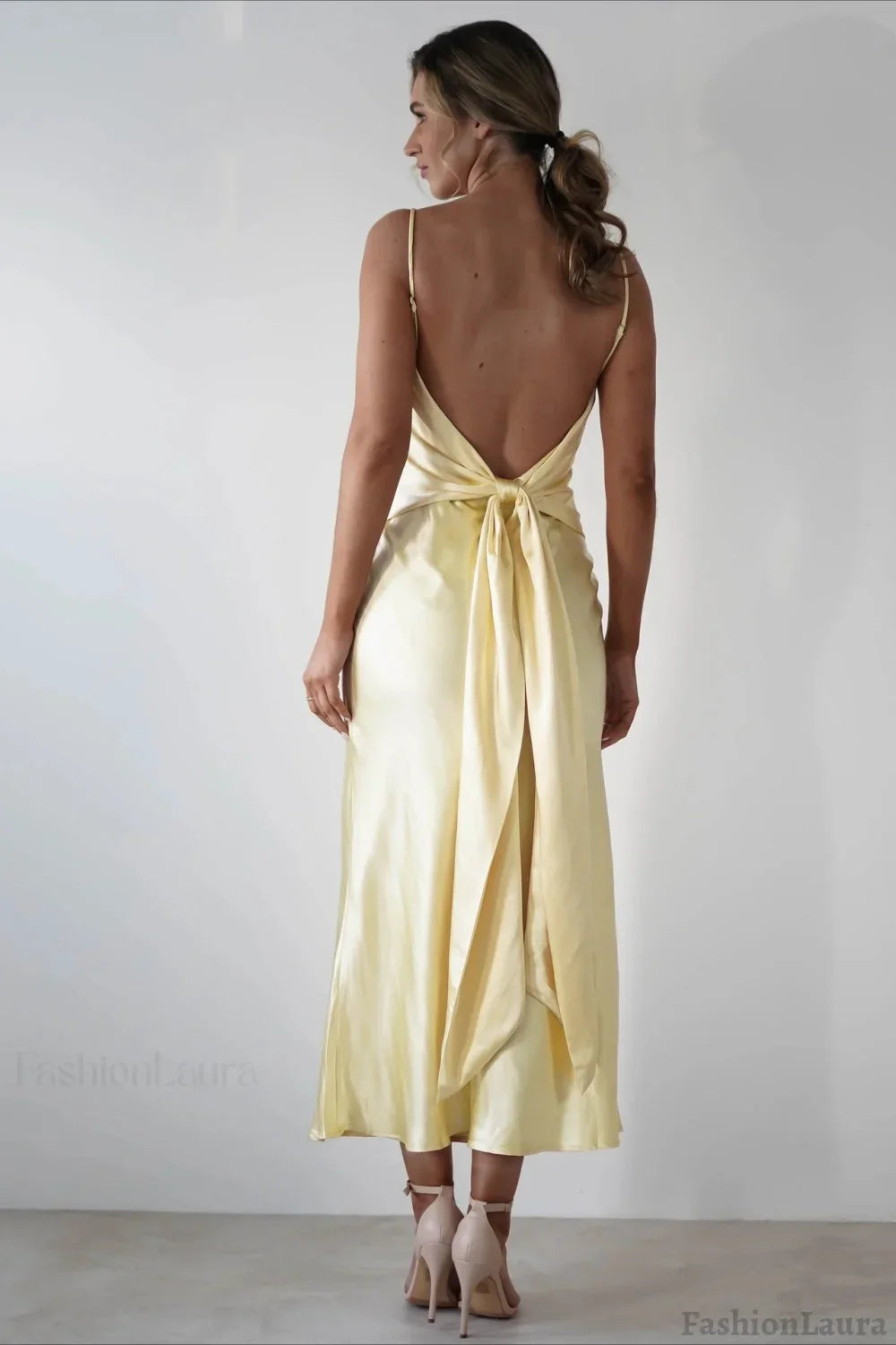 Satin Backless Tie Party Dress