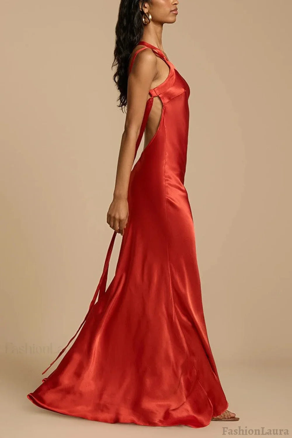 Satin One Shoulder Bodycon Formal Dress S / Red